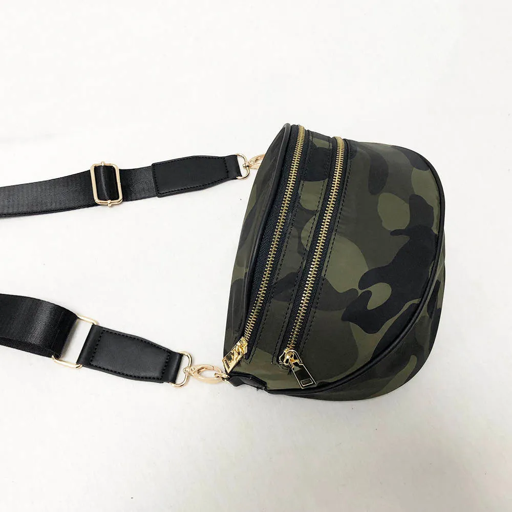 Nylon Fanny Pack/ Sling Bag - Black or Army Camo