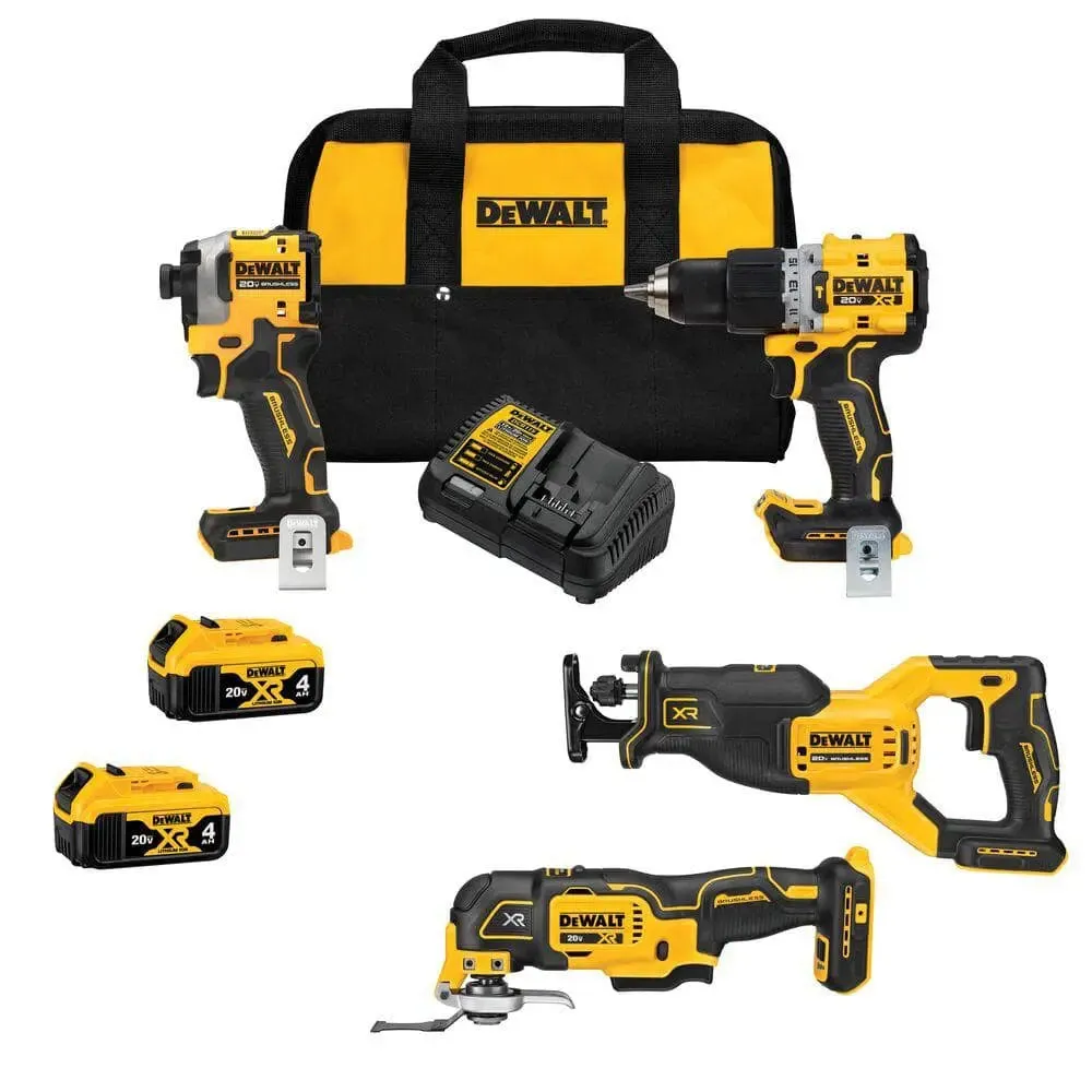 Open Box -  20-Volt Maximum Lithium-Ion Cordless 4-Tool Combo Kit with (2) 4 Ah Batteries and Charger