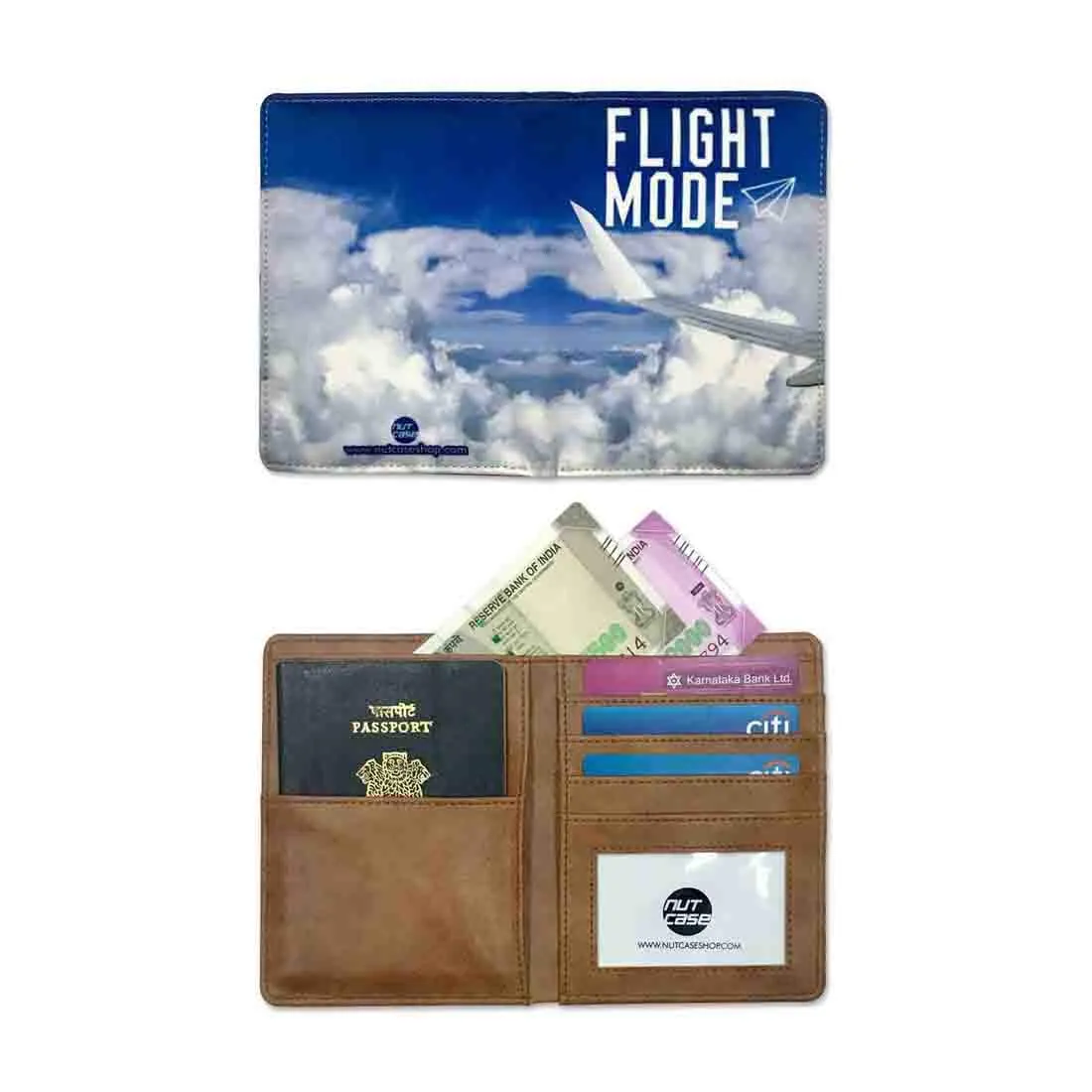 Passport Holder Leather Travel Wallet Organizer - Flight Mode