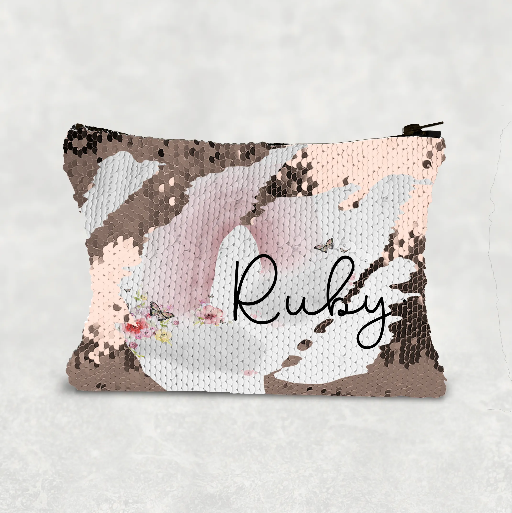 Pastel Wonky Rainbow Sequin Personalised Bag