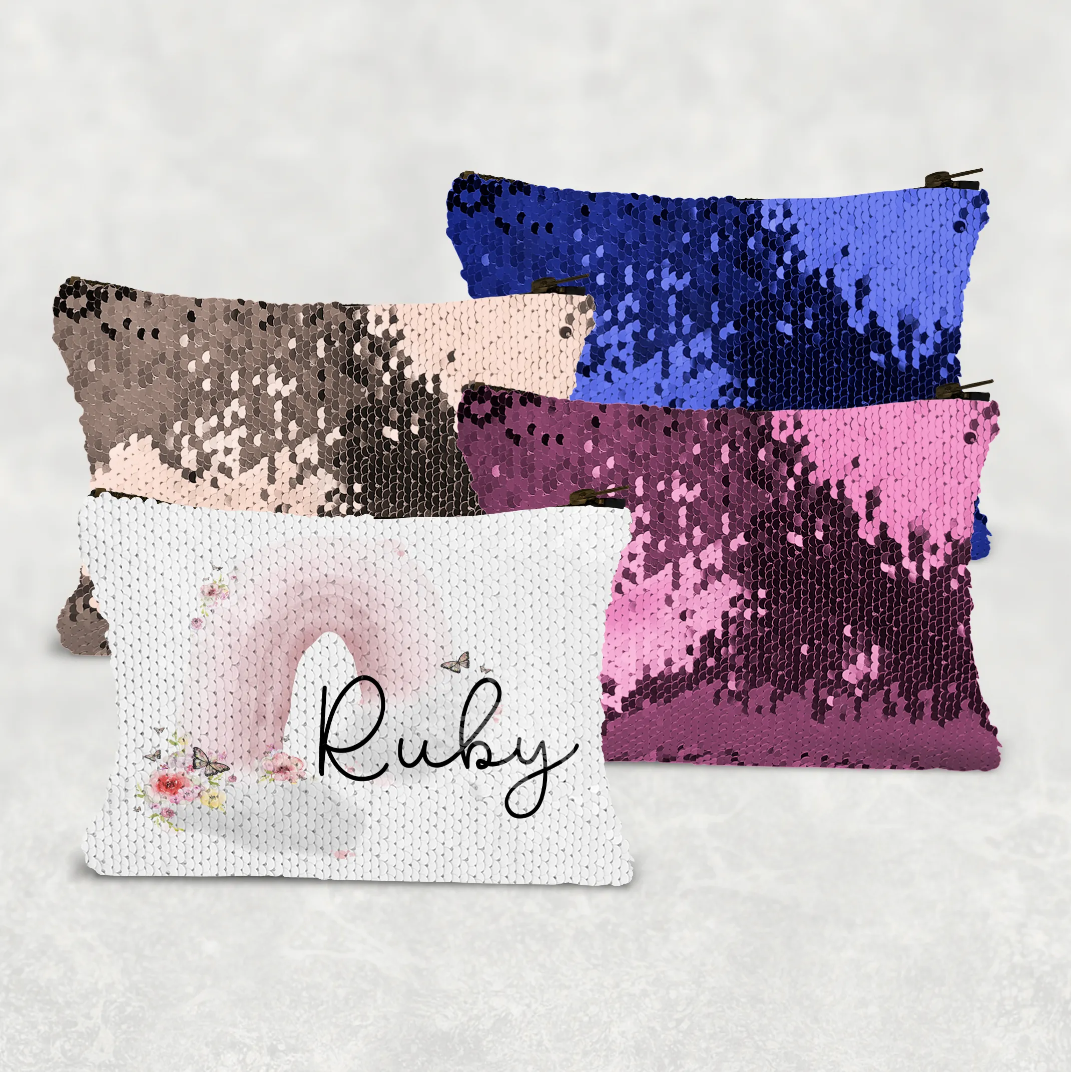 Pastel Wonky Rainbow Sequin Personalised Bag