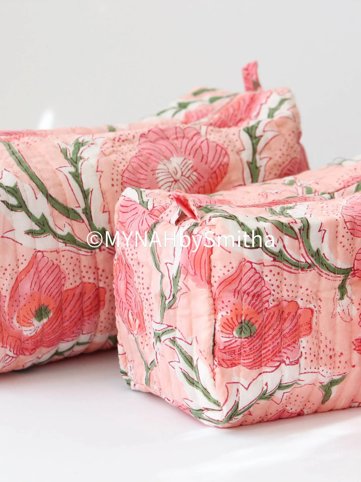 Peach Poppies Zipper Bag