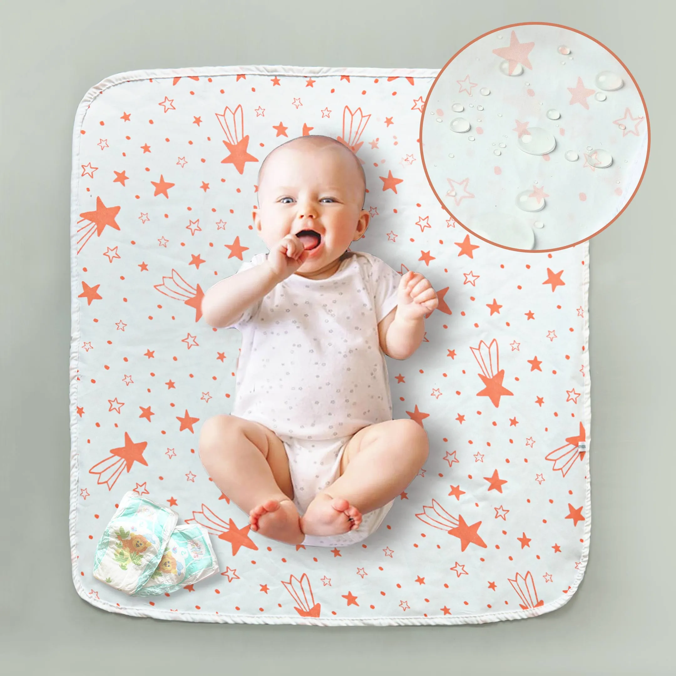 Peach Stars Baby Diaper Changing Sheet