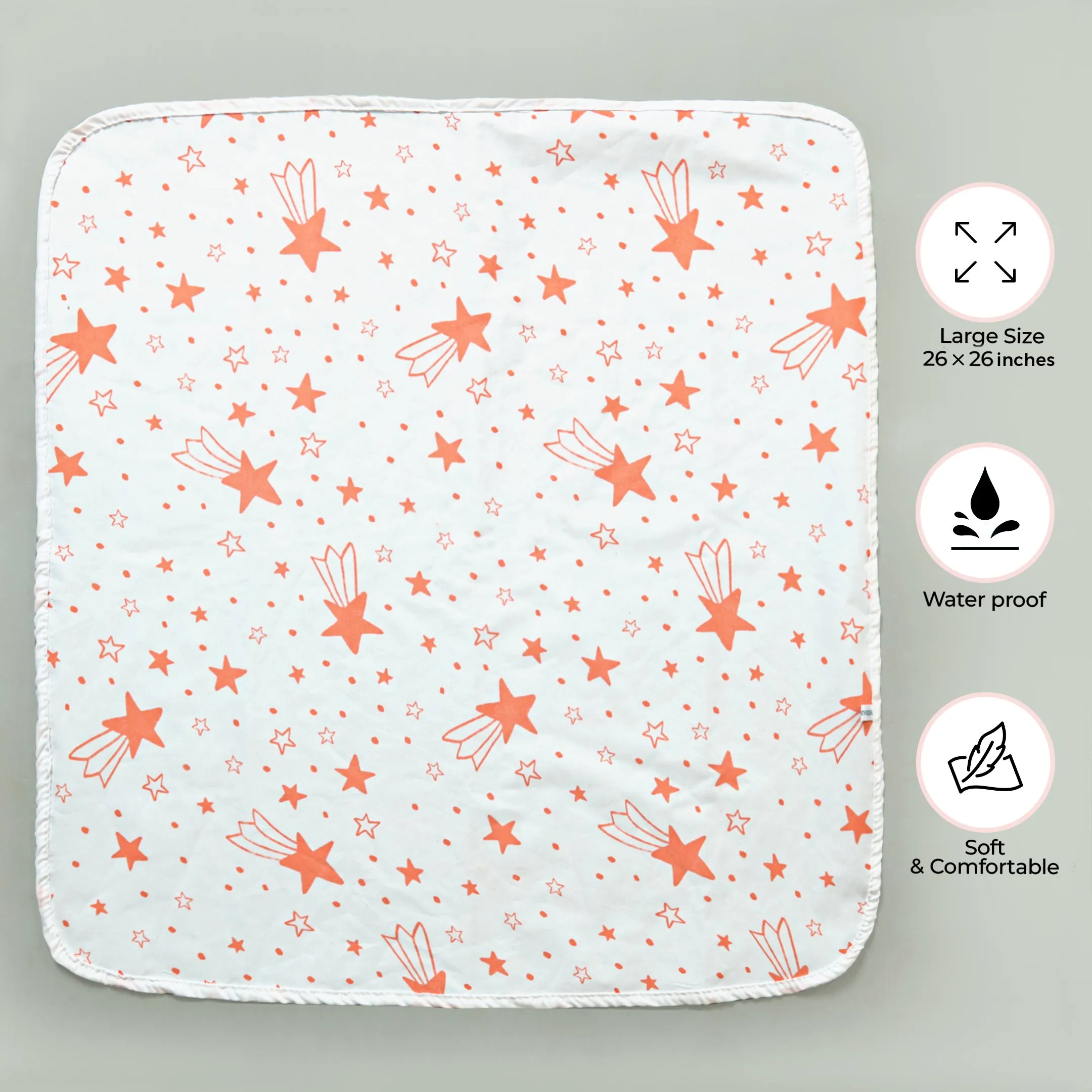 Peach Stars Baby Diaper Changing Sheet