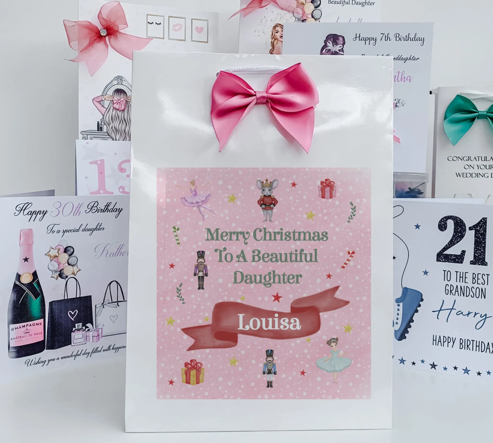 Personalised Christmas Gift Bag, Fairy ,Personalised Nut Cracker  Christmas, Festive Gift Wrapping Bags, Family Christmas Gift Bag's