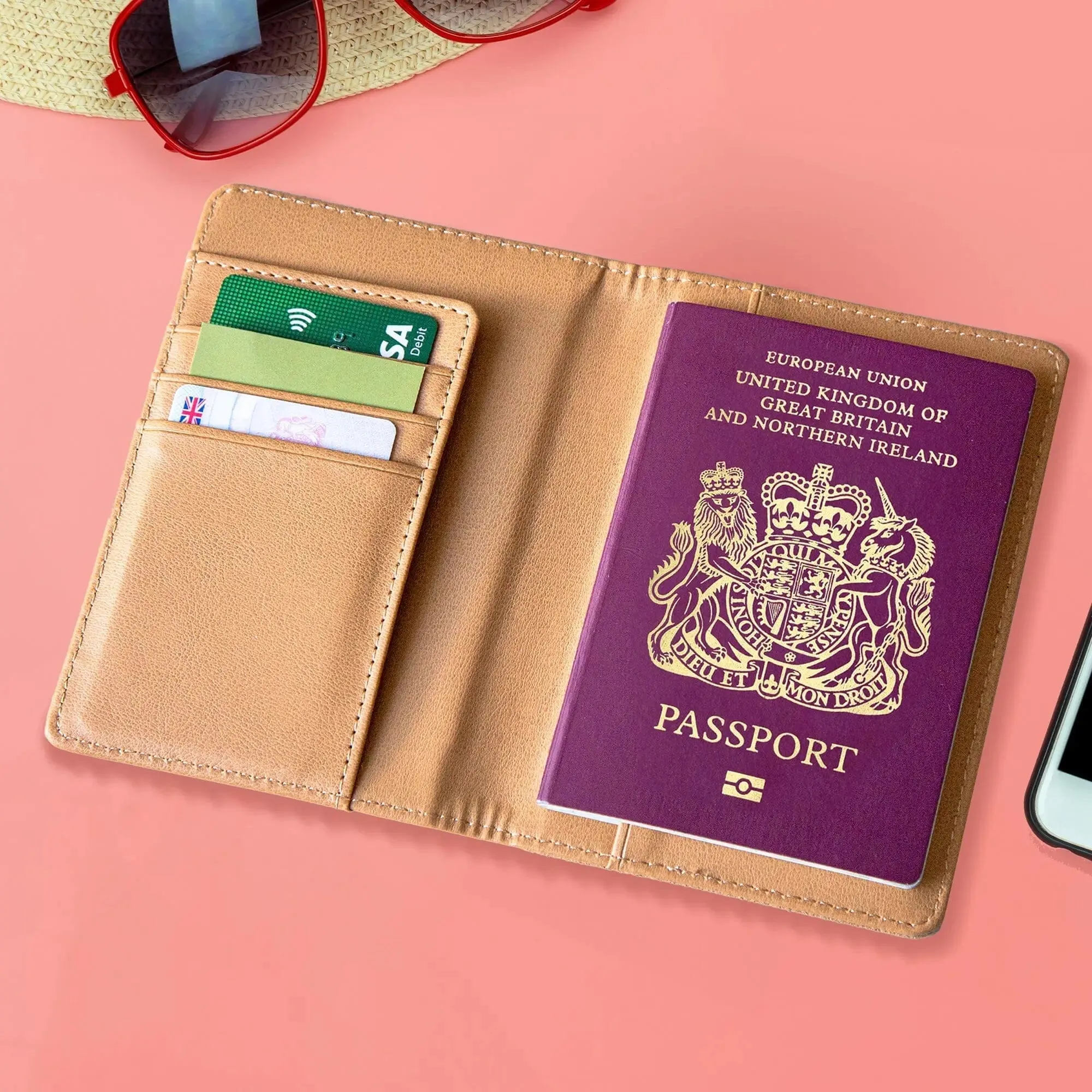 Personalised Natural Cork Passport Holder With Plane Design