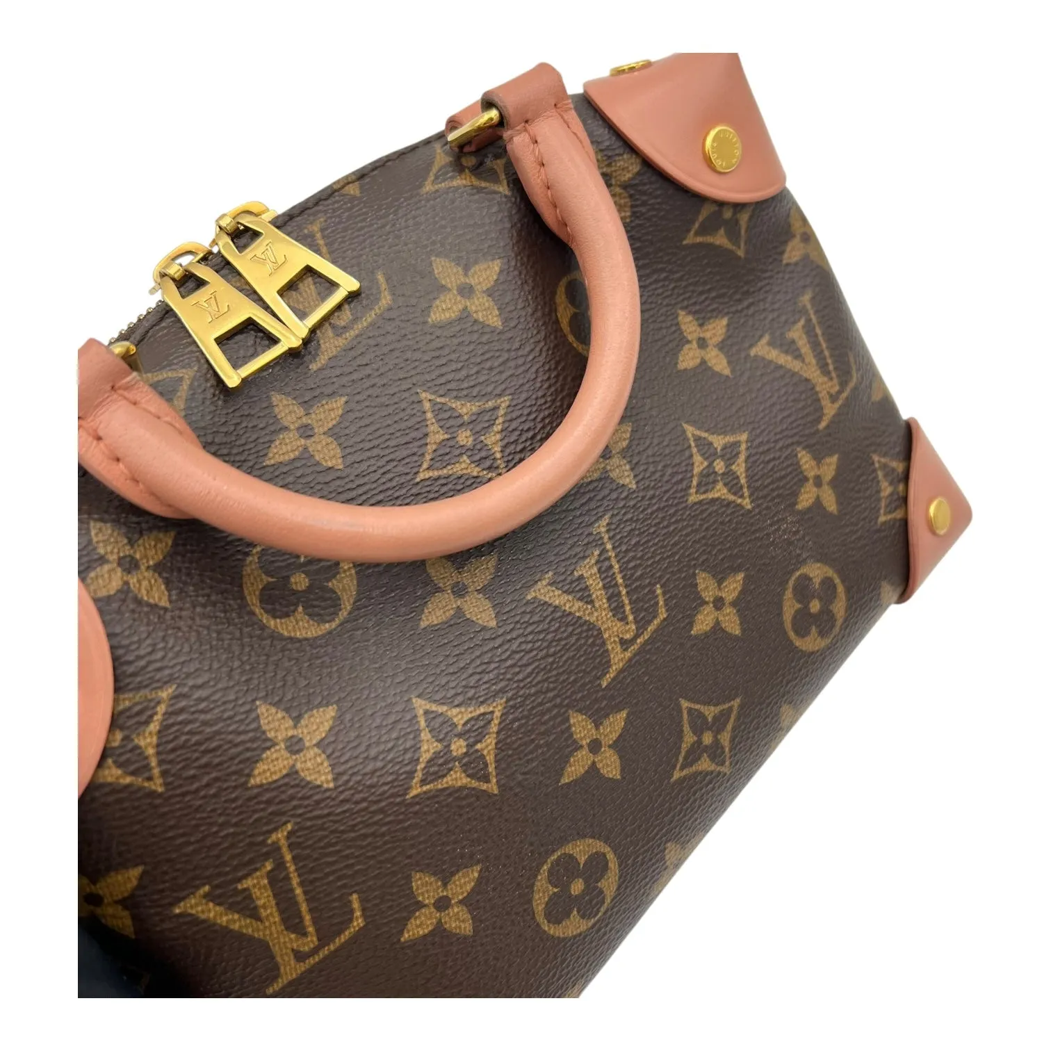 Petite Malle Souple Crossbody Bag Brown in Monogram Coated Canvas, Gold hardware