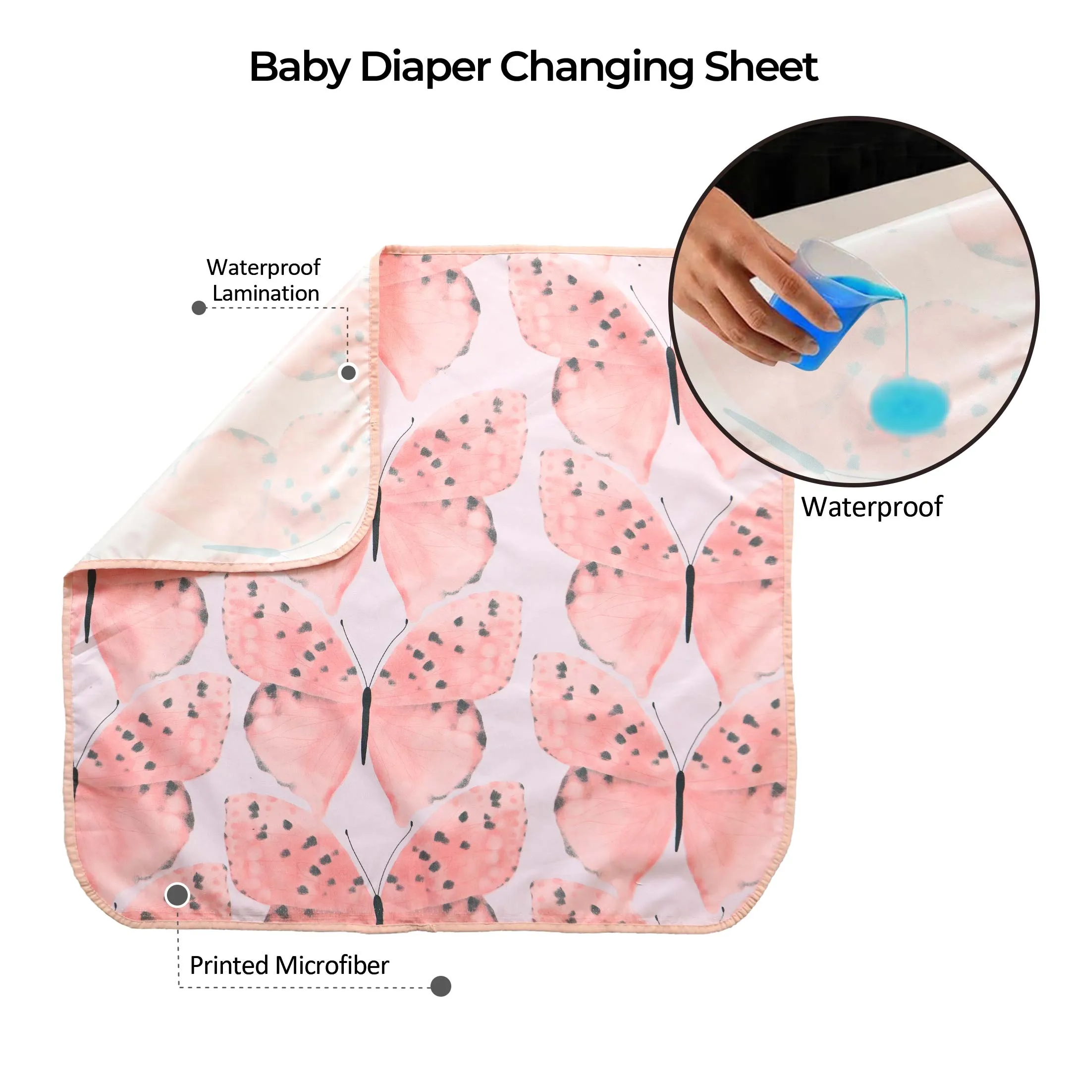 Pink Butterflies Baby Diaper Changing Sheet