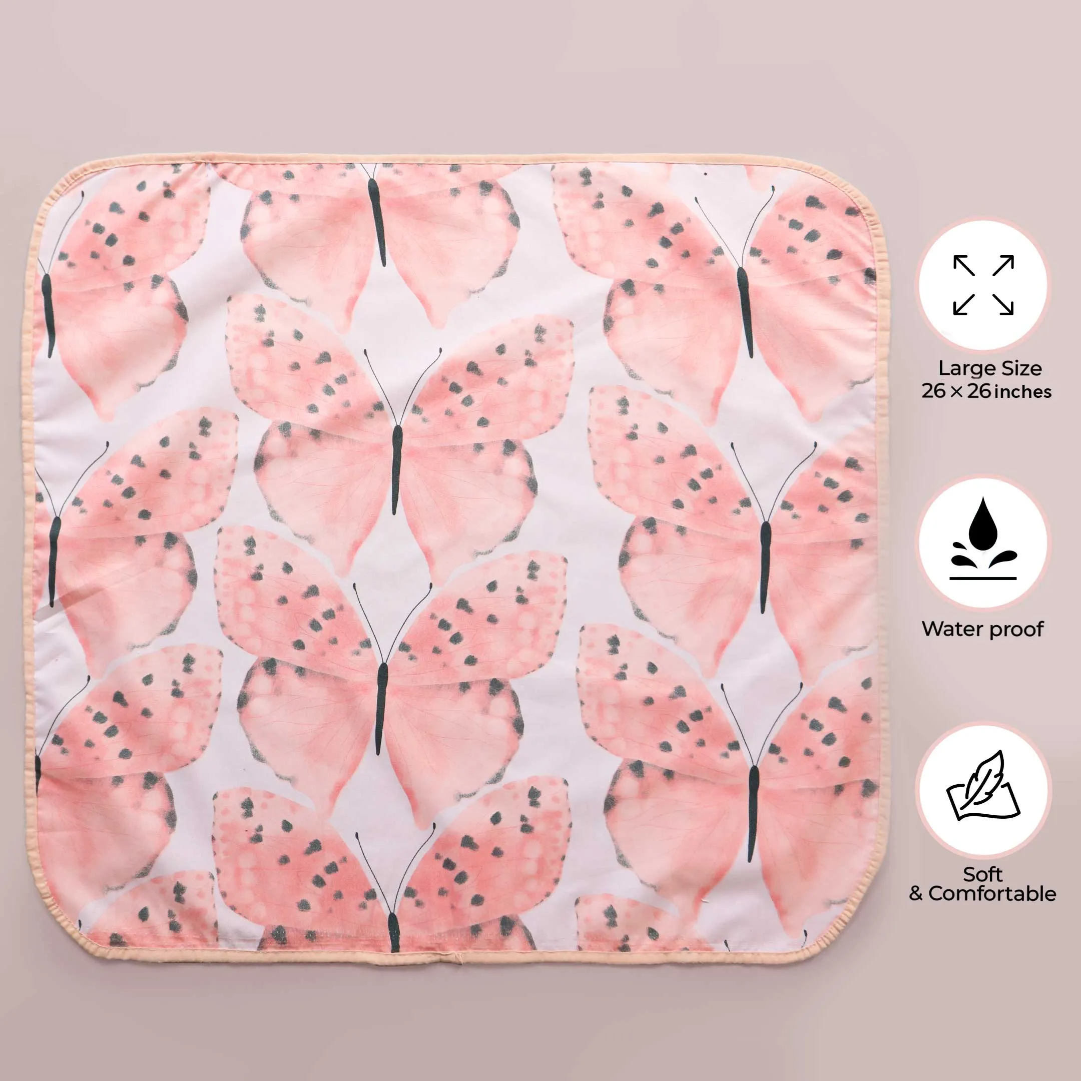 Pink Butterflies Baby Diaper Changing Sheet