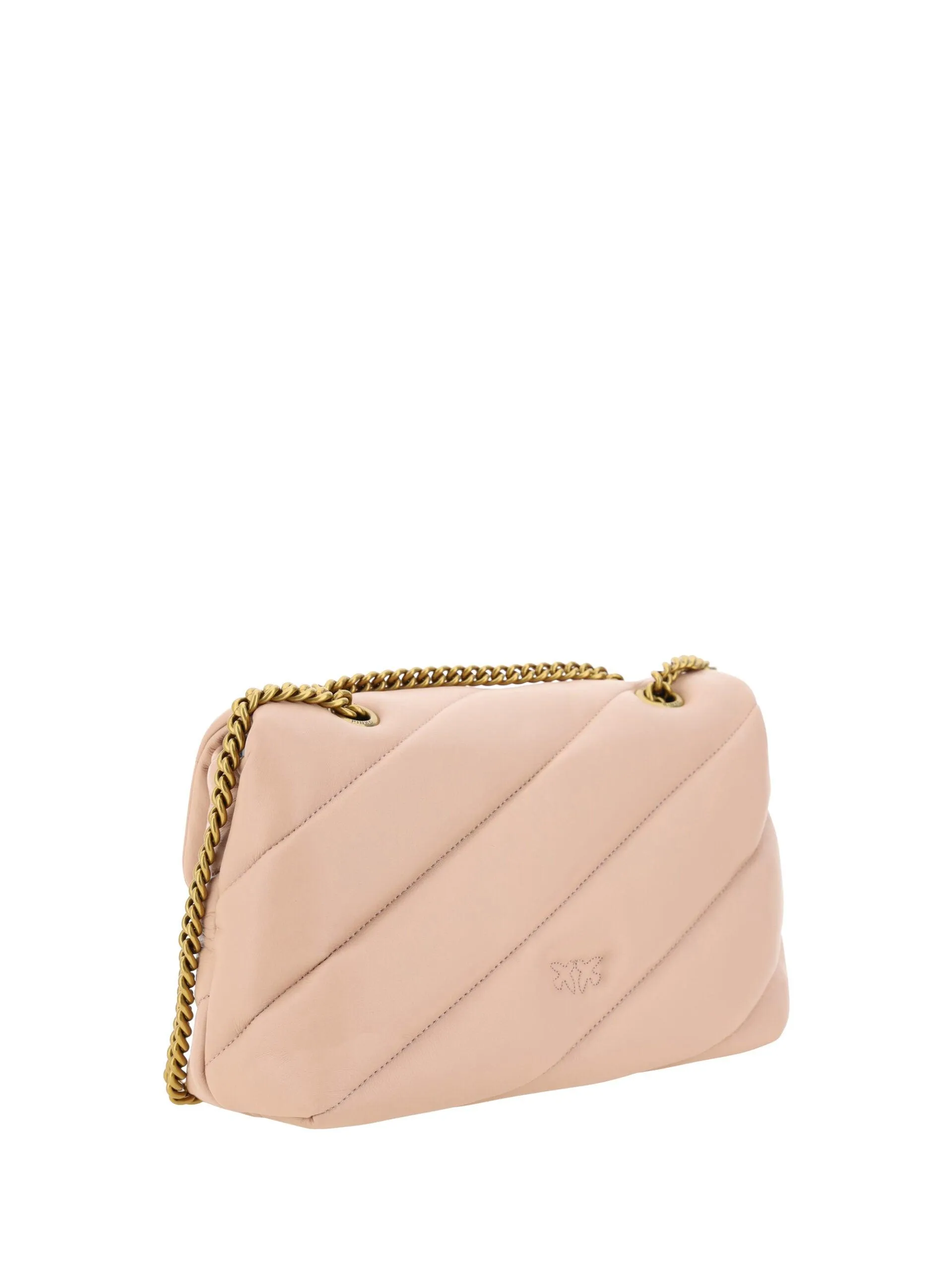 PINKO Pink Calf Leather Love Classic Shoulder Bag