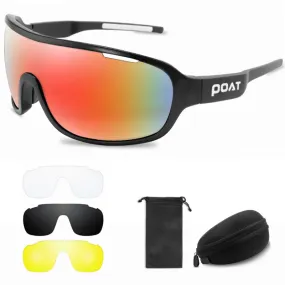 POAT 4 Lens Cycling Glasses UV400 Outdoor Sports Eyewear Fashion Bike Bicycle Sunglasses Mtb Goggles with Case