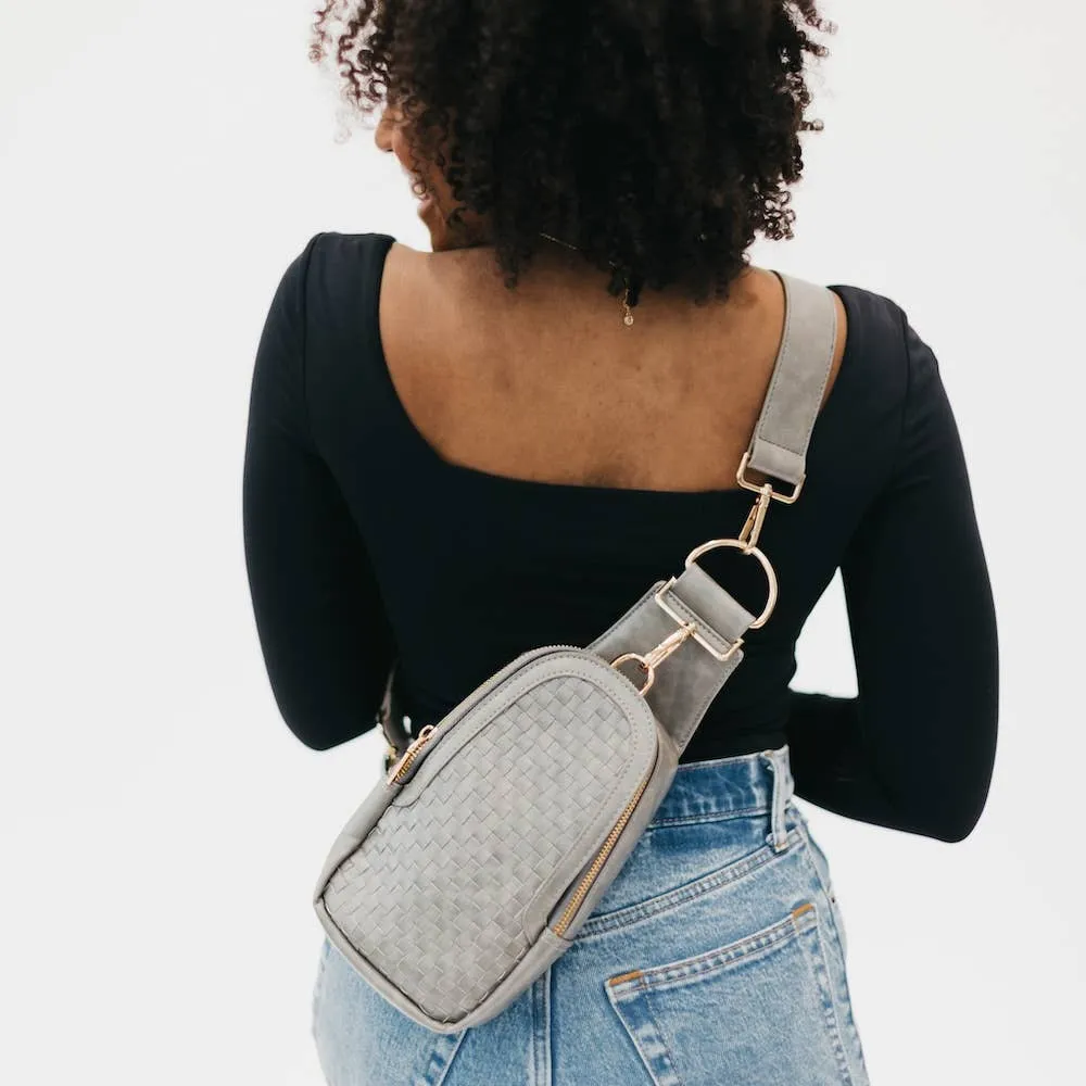 Pretty Simple | Waverly Woven Sling Bag (Free Strap Extender!): Gray