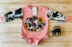 Pumpkin Cow Sweater Romper