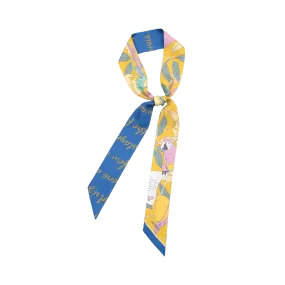 "El Amor" Silk Twilly Neck Bow - Yellow & Blue