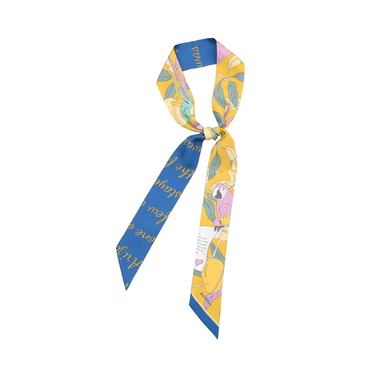 "El Amor" Silk Twilly Neck Bow - Yellow & Blue