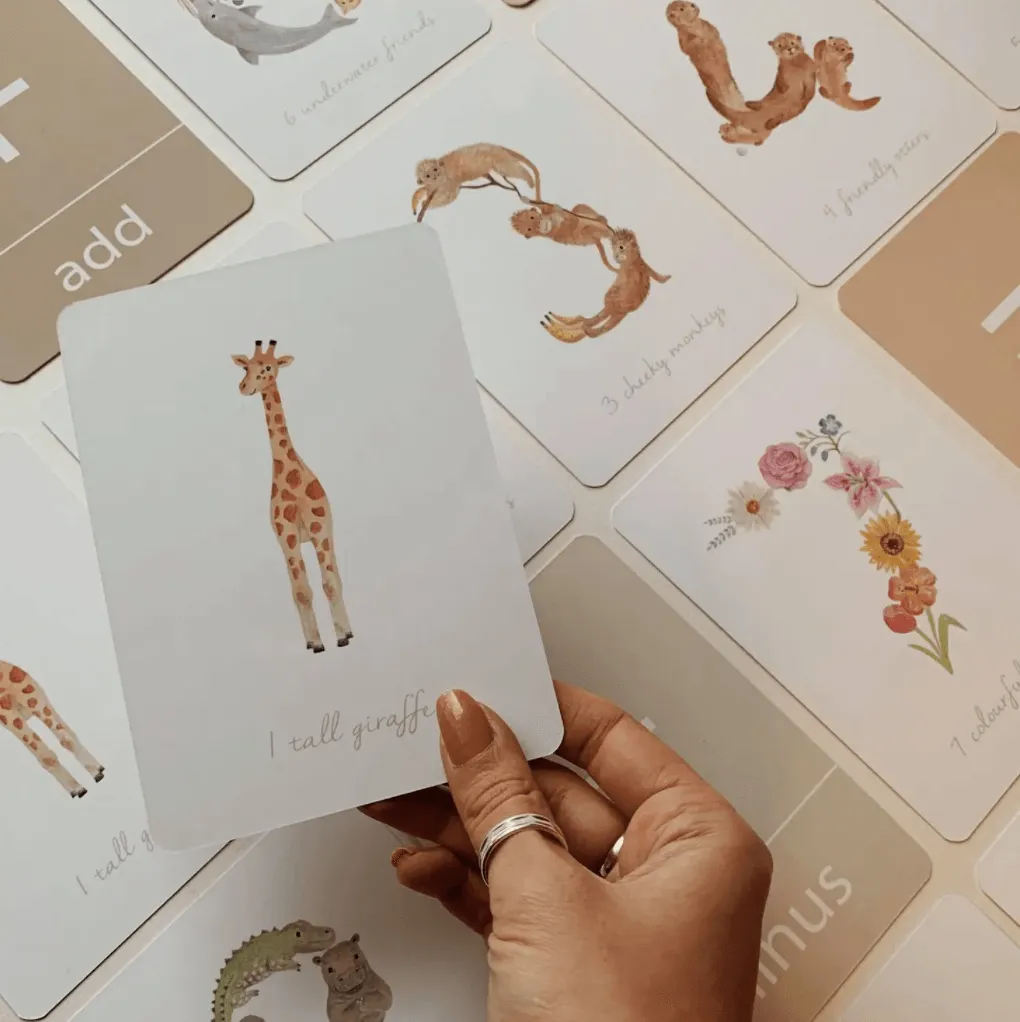 realistic animal NUMBER   MATH flashcards