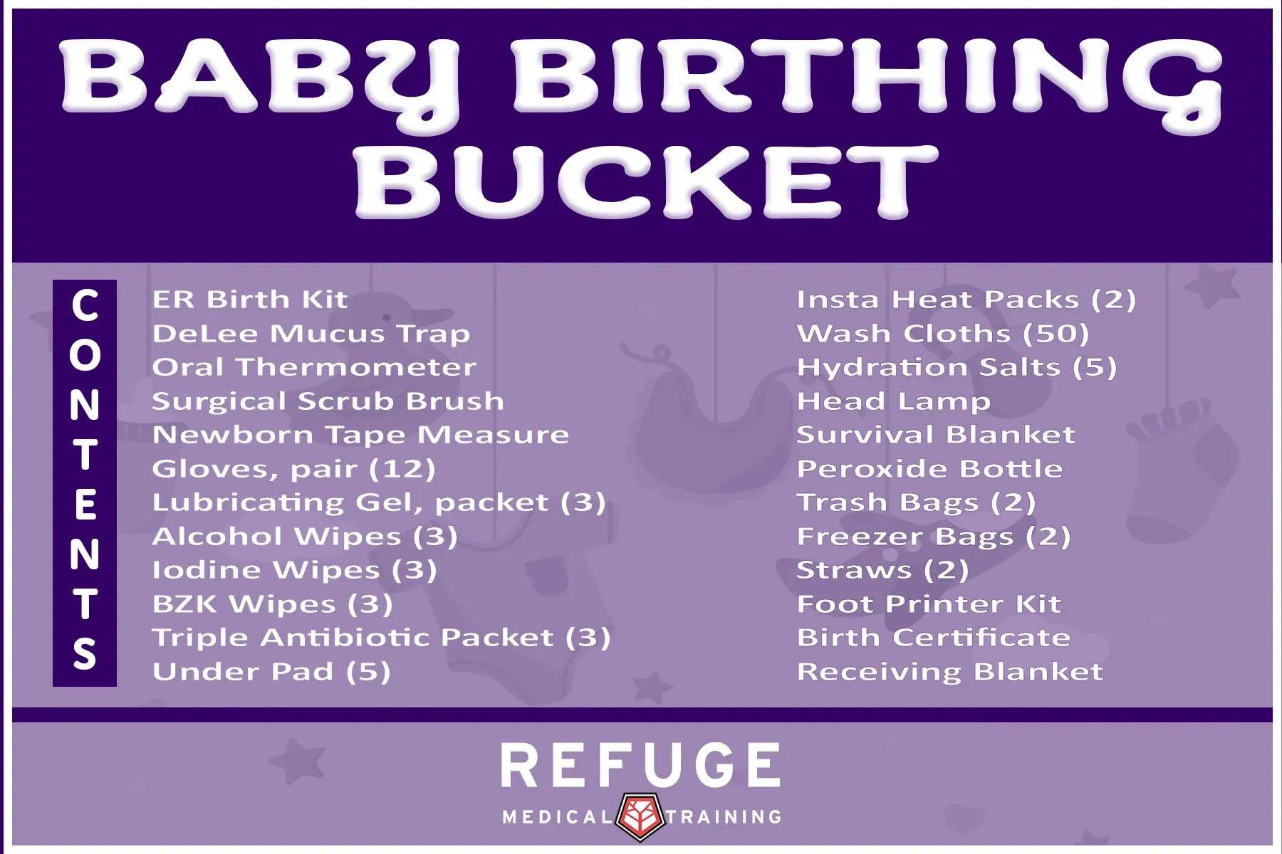 Refuge Medical Birth or Postpartum Bucket (Separate Buckets)