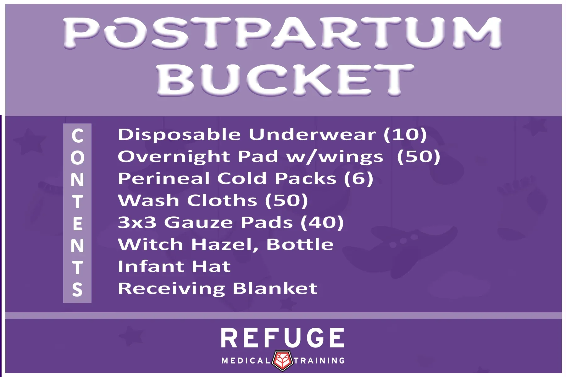 Refuge Medical Birth or Postpartum Bucket (Separate Buckets)