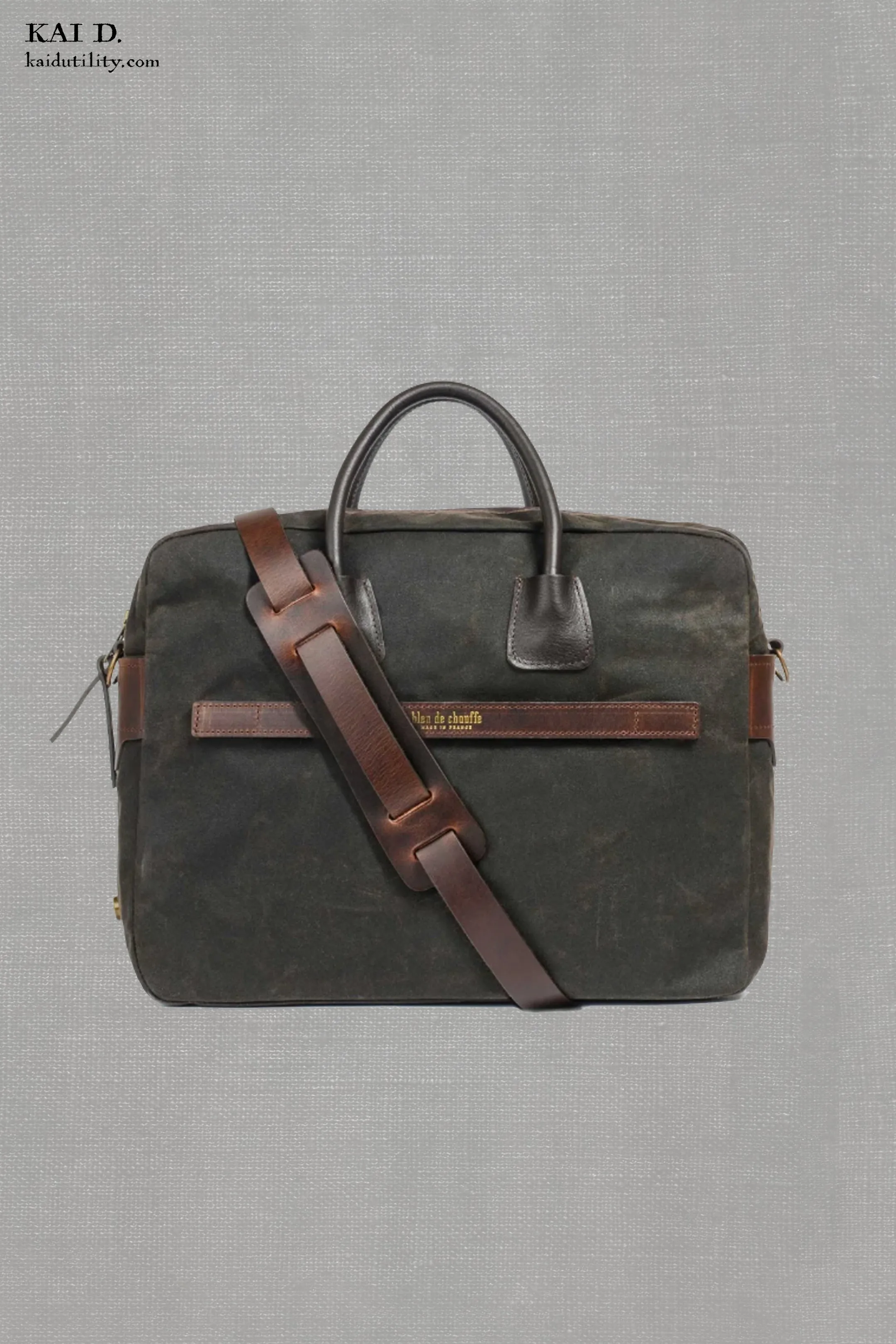 Report Business Bag - Waxed Canvas - Dark Green