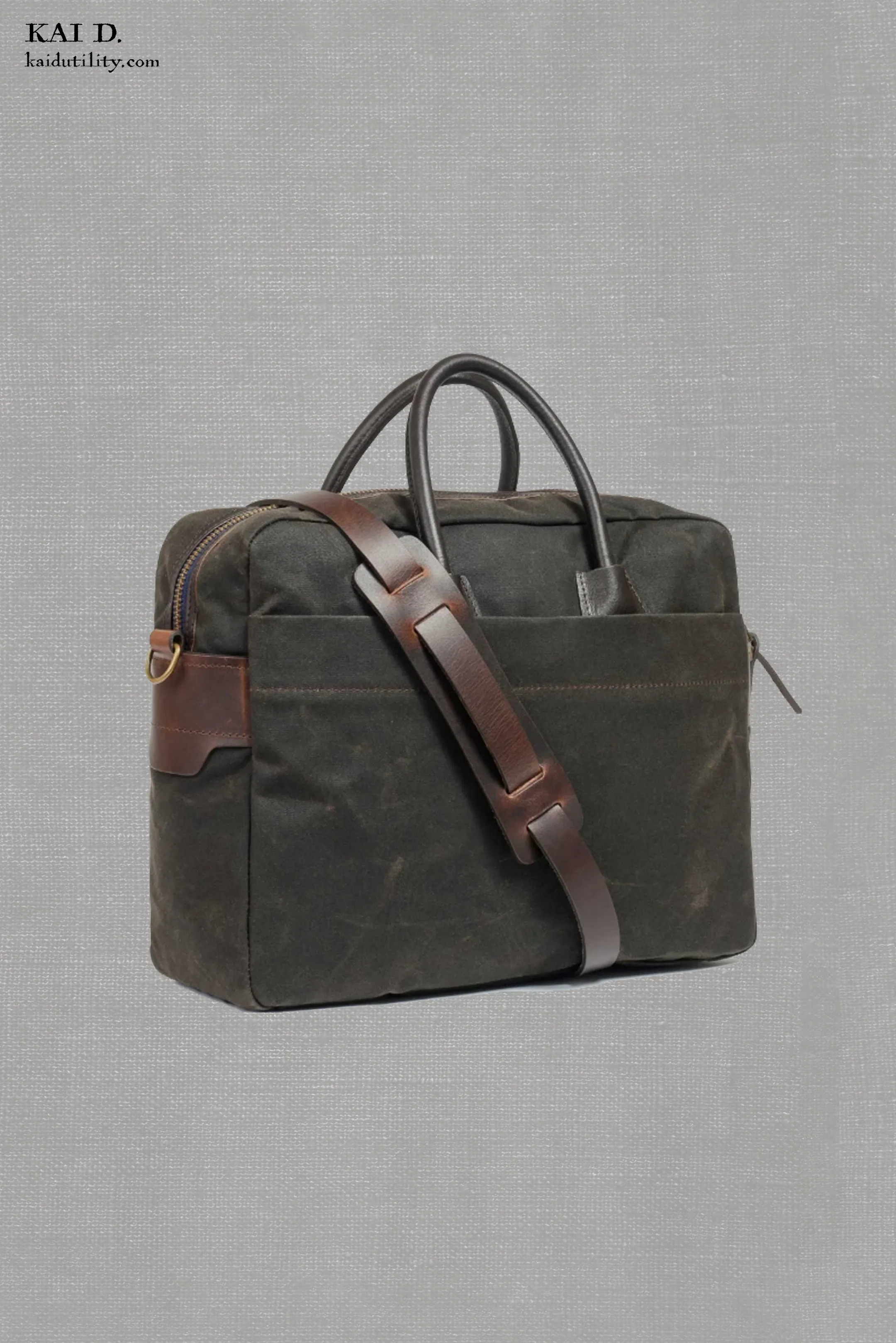 Report Business Bag - Waxed Canvas - Dark Green