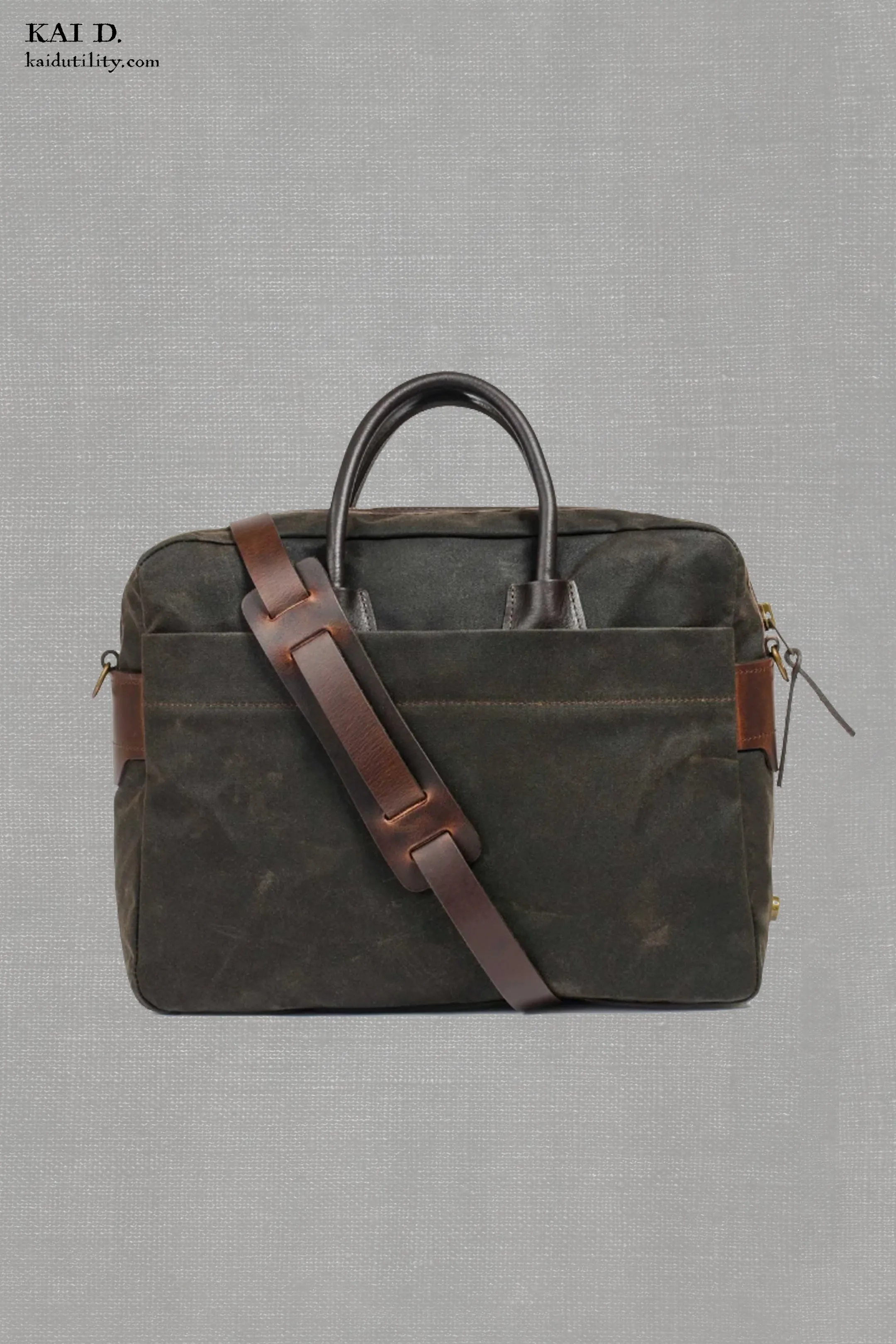 Report Business Bag - Waxed Canvas - Dark Green