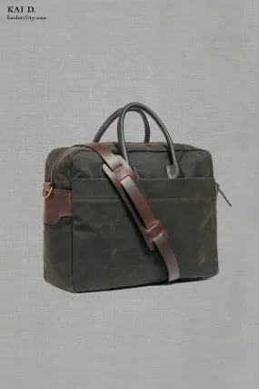 Report Business Bag - Waxed Canvas - Dark Green