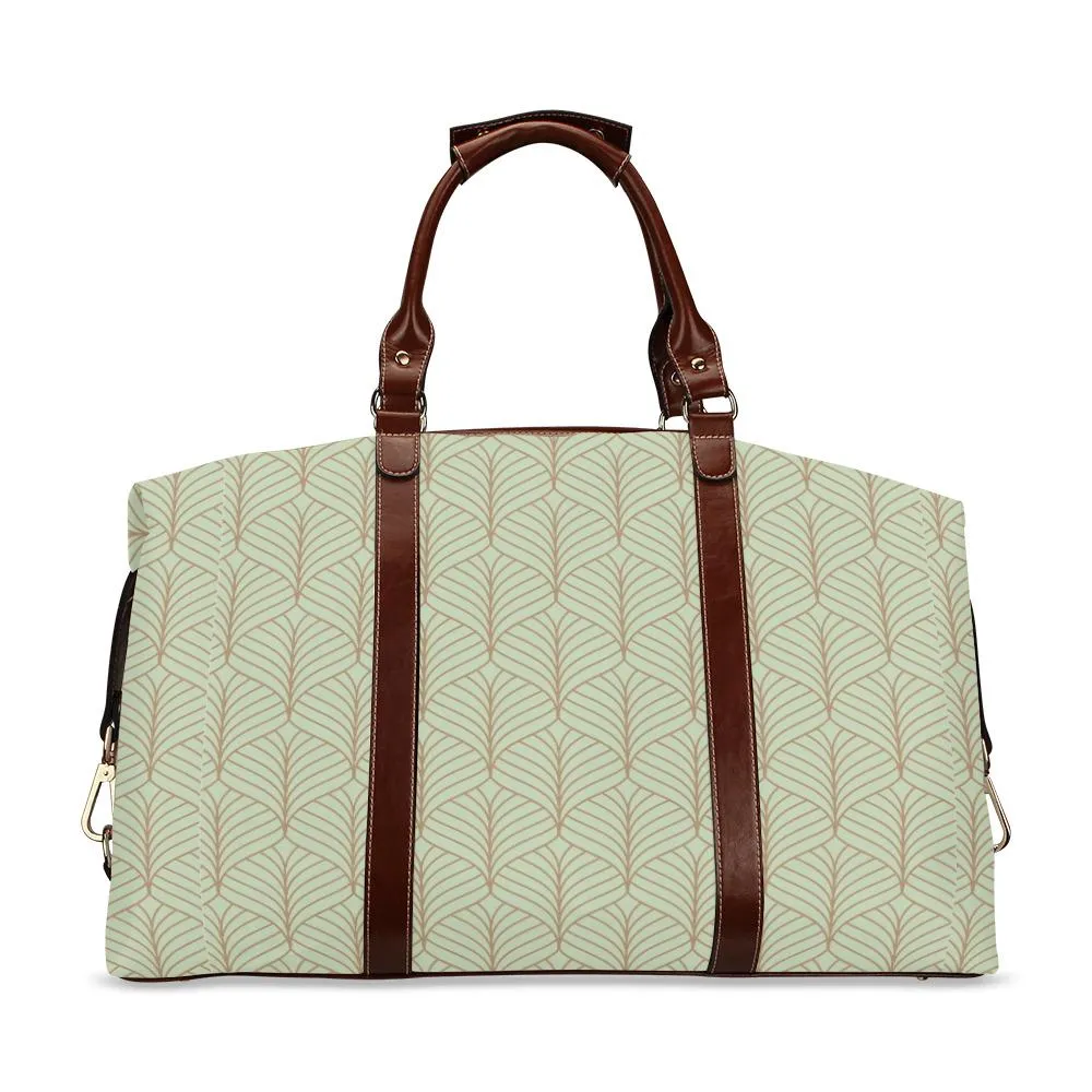 Retro mint green Travel Bag, Art Deco Bag, Mint Green Art Deco Print Bag, Mint Green Duffel Bag, Green weekender Bag, 40s inspired bag