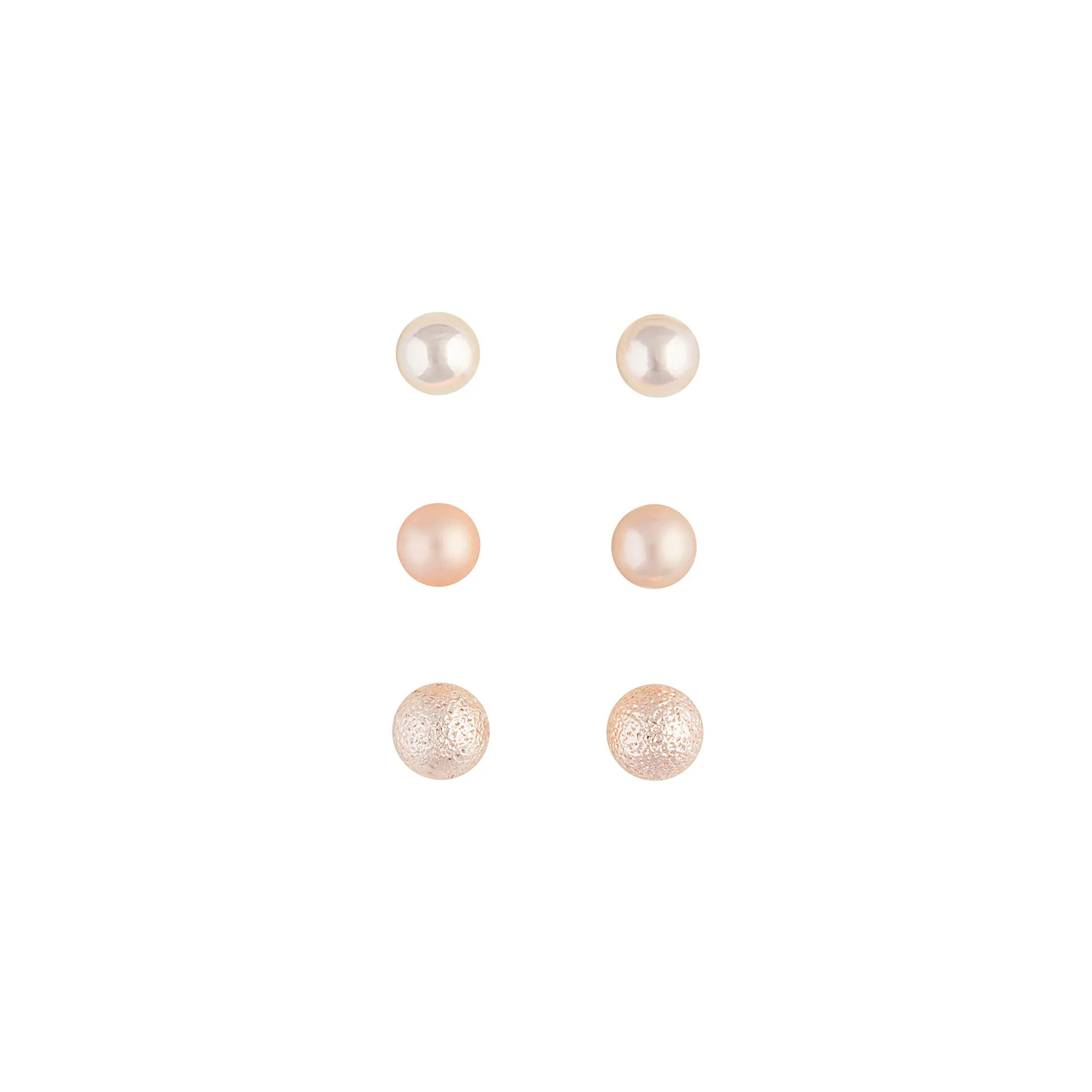 Rose Gold Textured Ball Earring Pack