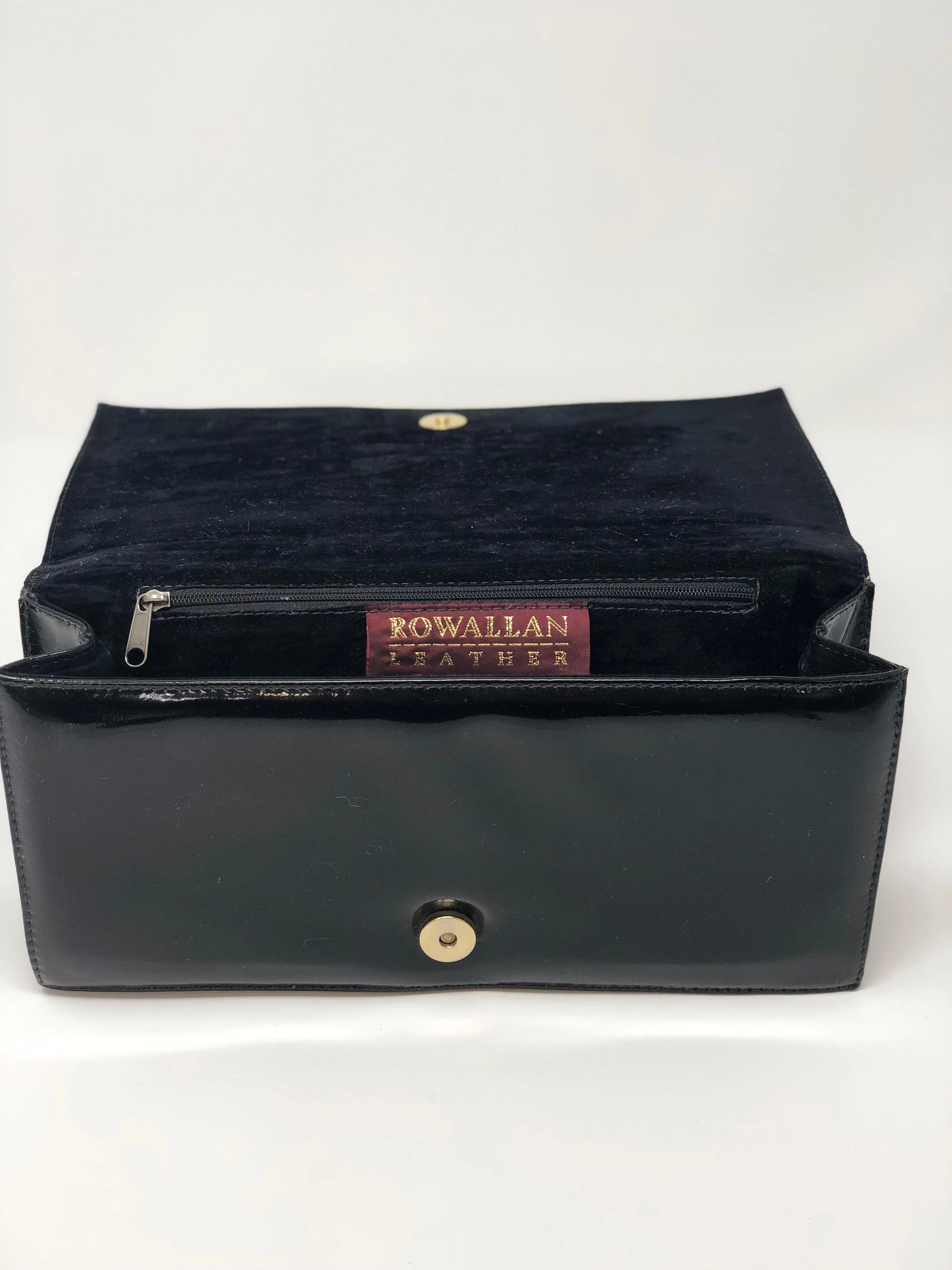 Rowallan Vintage Leather Handbag Black Patent Leather