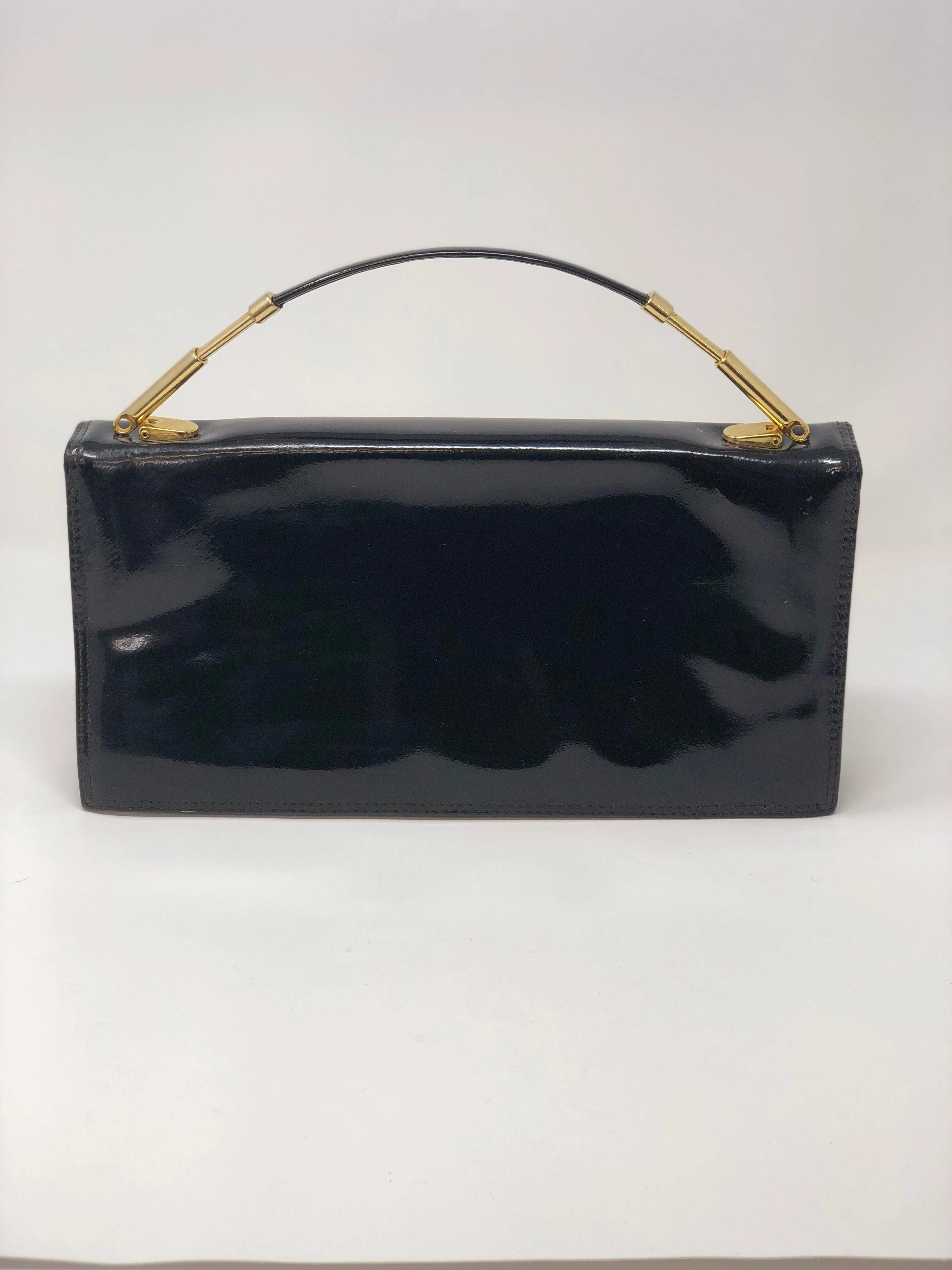 Rowallan Vintage Leather Handbag Black Patent Leather