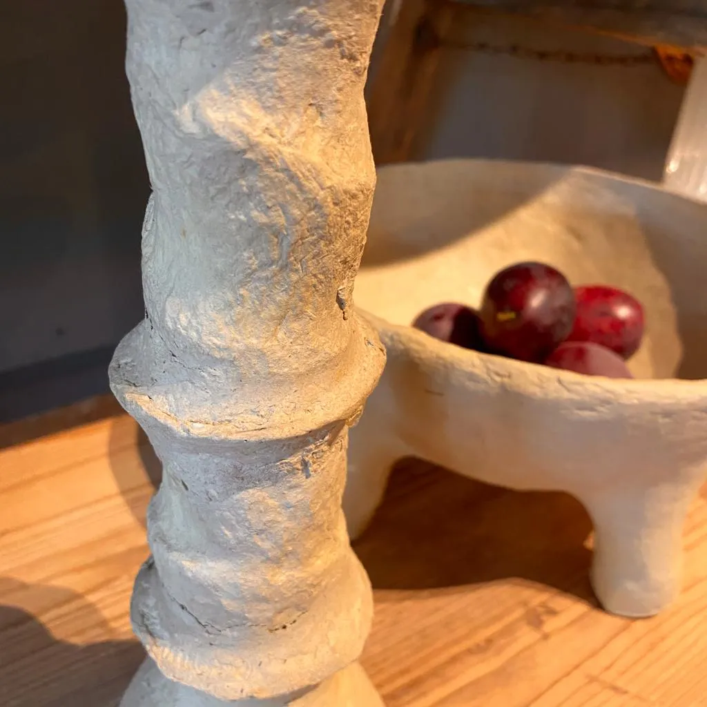 Rustic Papier Mache Candlestick - Eve