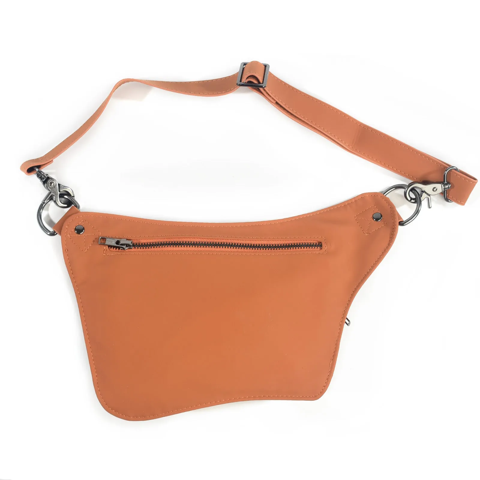 Saddle Brown Vegan Leather Hip Bag (Gun Metal)