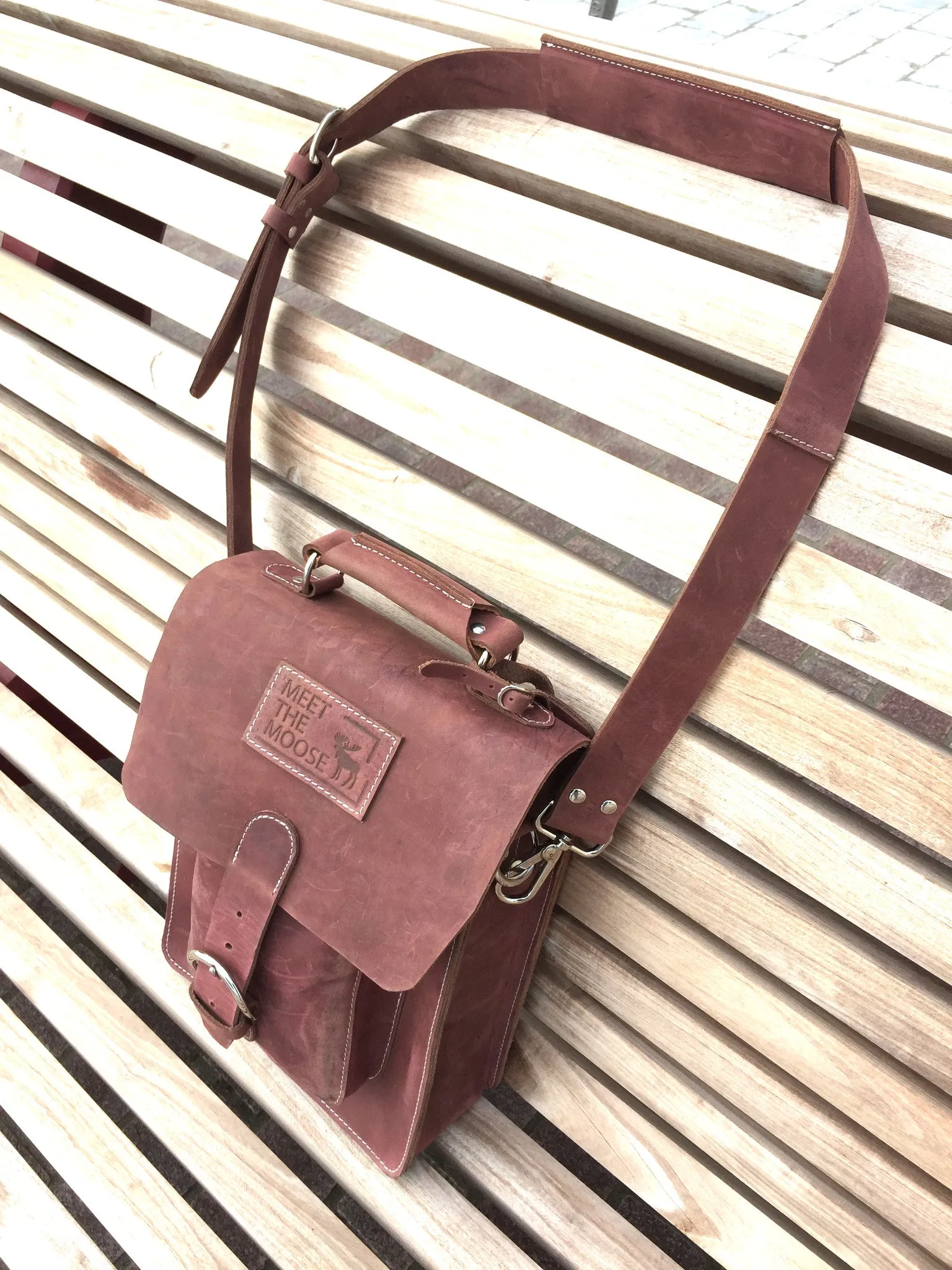 Satchel / Leather Messenger Bag - Reddish Brown