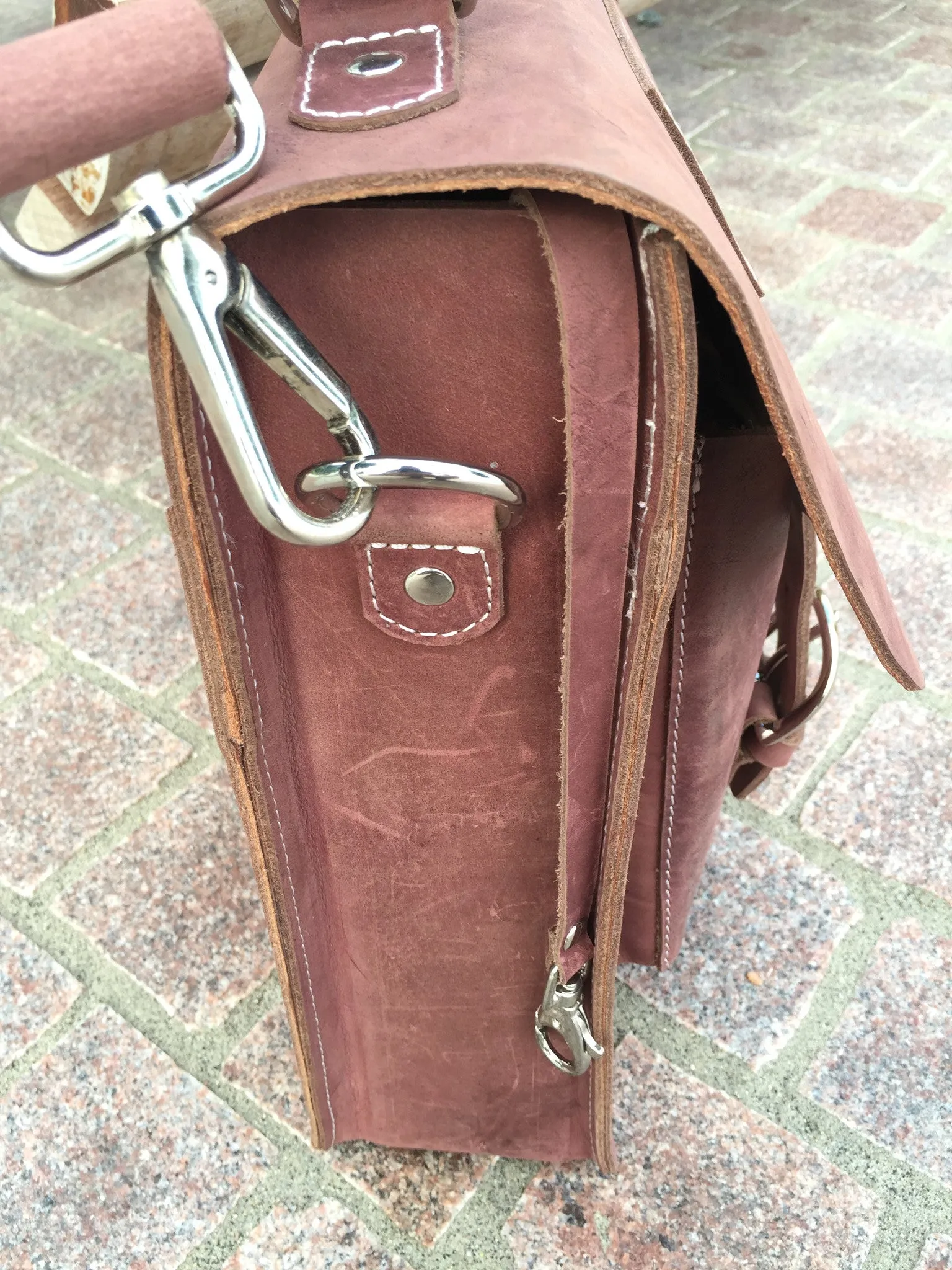 Satchel / Leather Messenger Bag - Reddish Brown