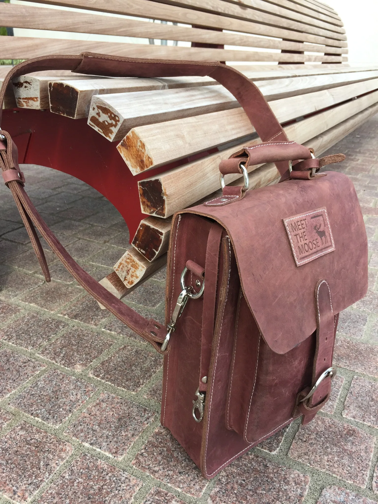 Satchel / Leather Messenger Bag - Reddish Brown