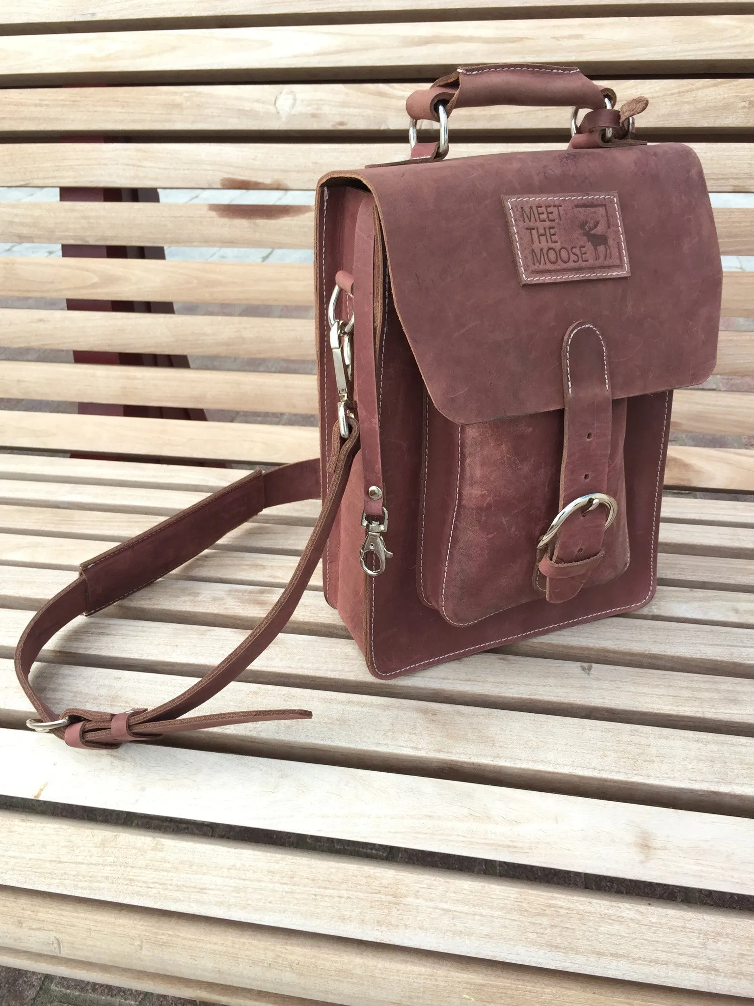 Satchel / Leather Messenger Bag - Reddish Brown