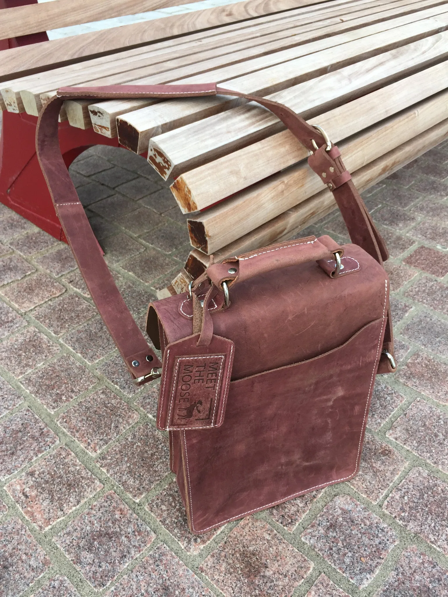 Satchel / Leather Messenger Bag - Reddish Brown