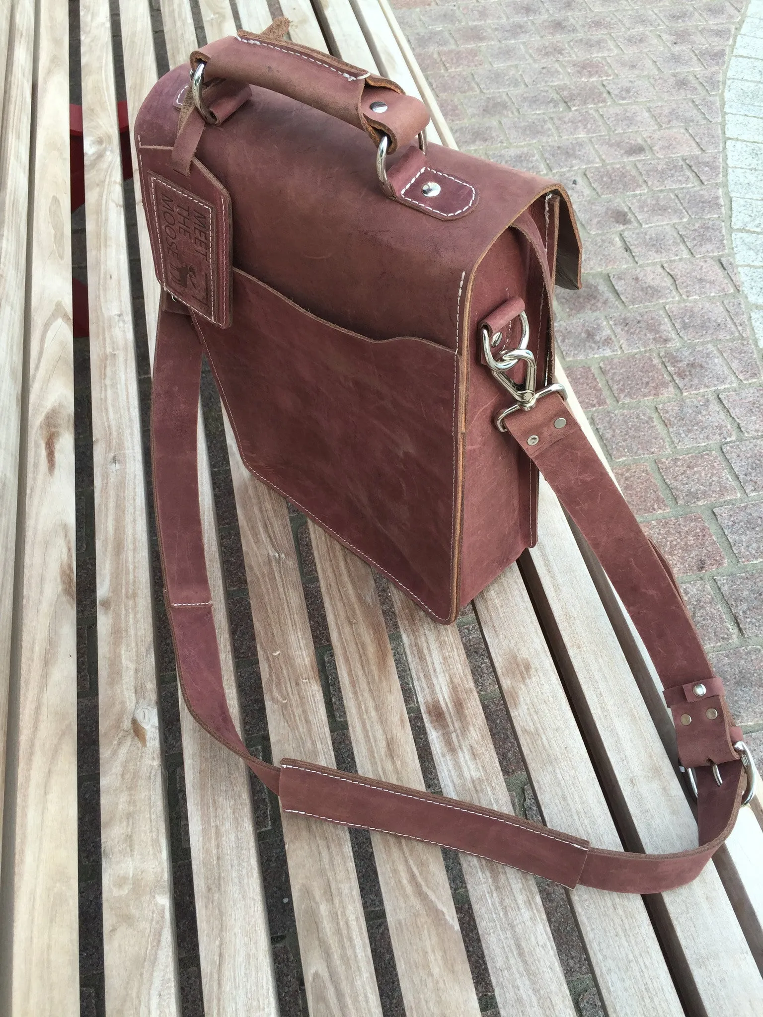 Satchel / Leather Messenger Bag - Reddish Brown