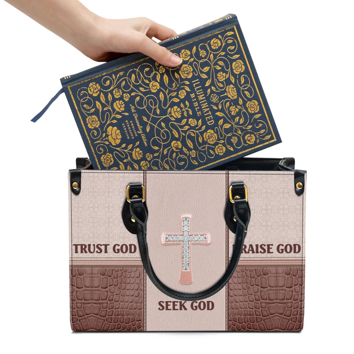 Seek God Trust God Praise God Gorgeous Leather Handbag - Religious Gifts For Women - Women Pu Leather Bag