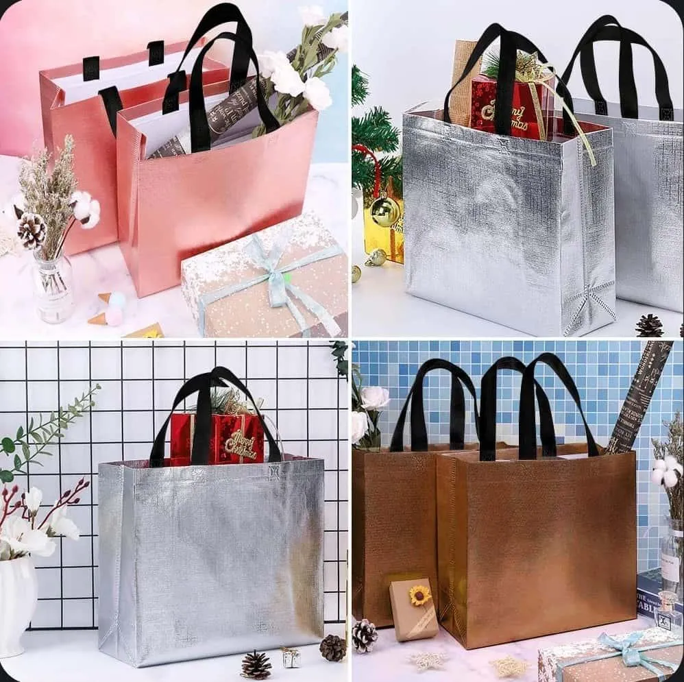 Shopping Bag | Carry Bag for Return Gifts | Non-Woven Gift Bags | Tote Bags (Pack of 10 Pcs) | 12" Inch Medium