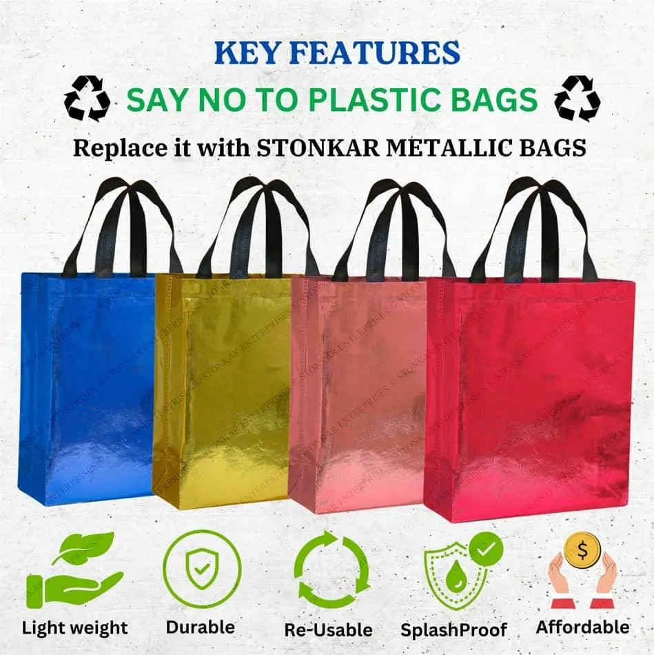 Shopping Bag | Carry Bag for Return Gifts | Non-Woven Gift Bags | Tote Bags (Pack of 10 Pcs) | 12" Inch Medium