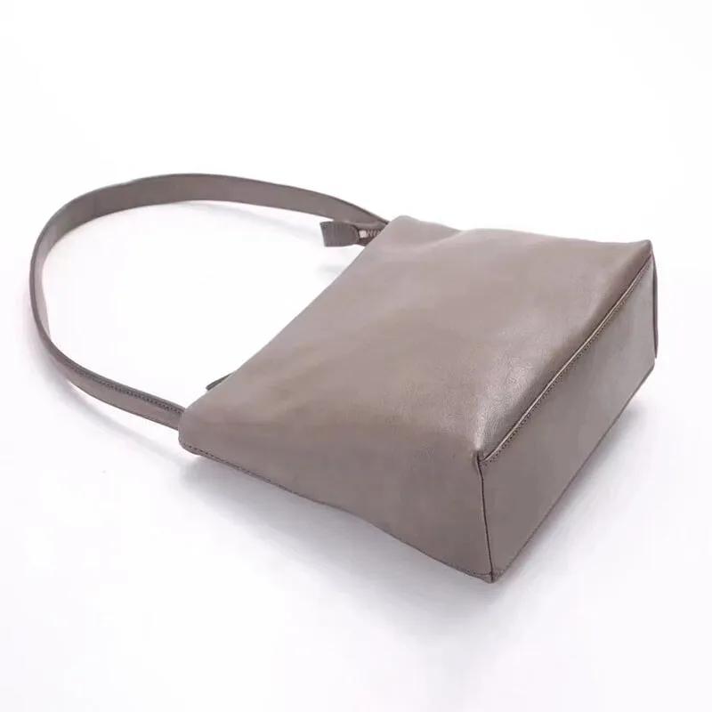 Simple Design Vegetable Tanned Leather Women's Underarm Bag