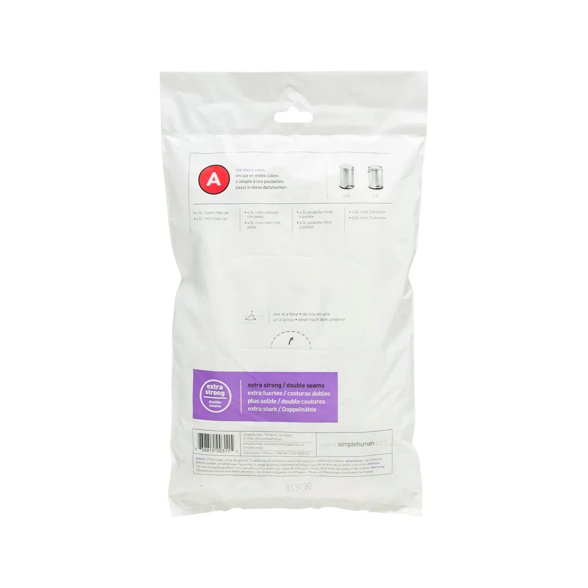 SIMPLEHUMAN 30P 4.5L Trash Bag-Code A