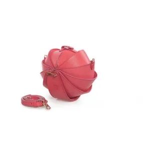 Small Round Beetle Bag | Red Leather Crossbody