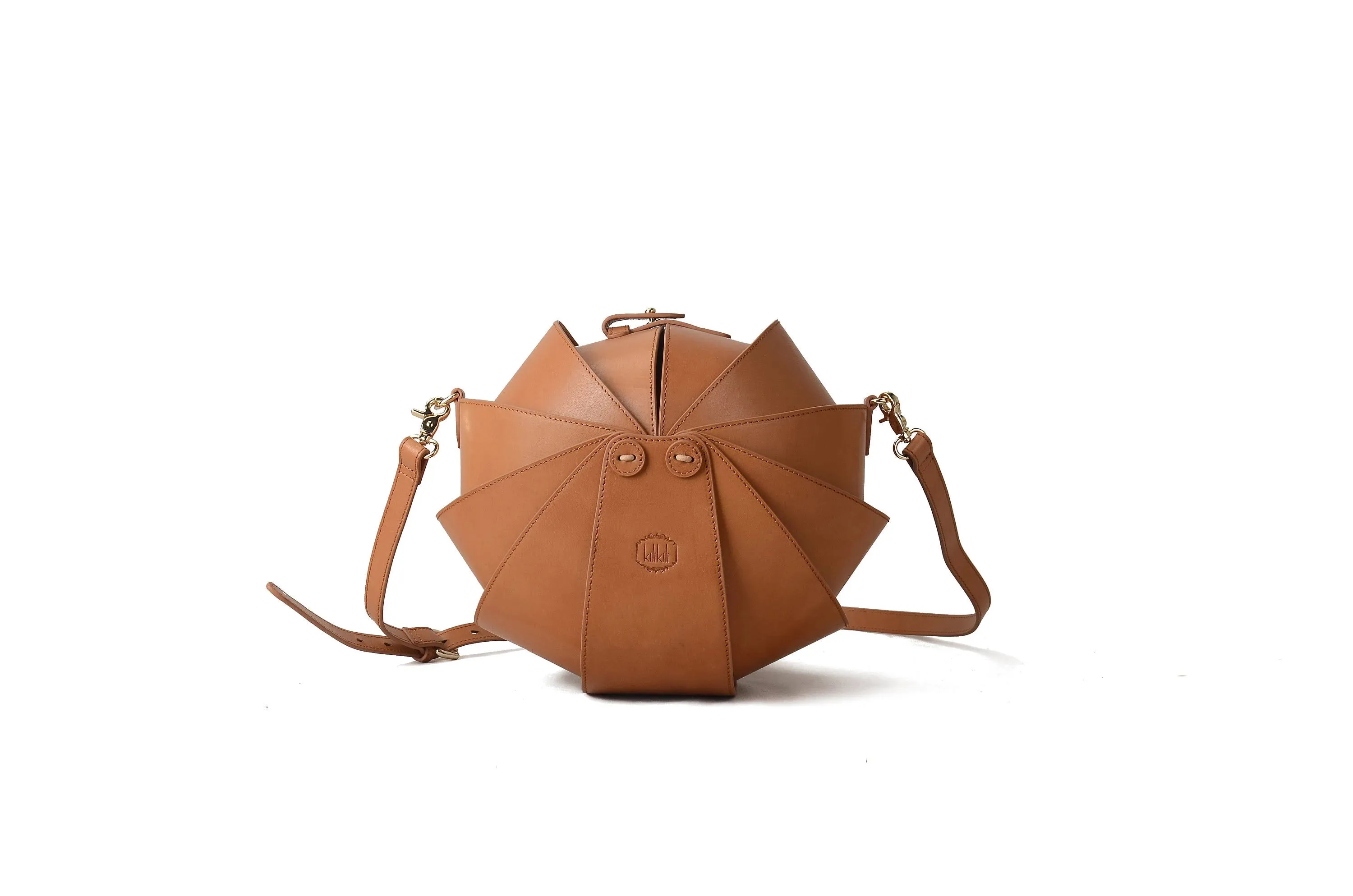 Small Round Beetle Bag | Red Leather Crossbody