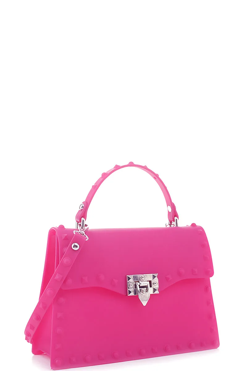 Smooth Jelly Stud Buckle Crossbody Bag - Ships from The US