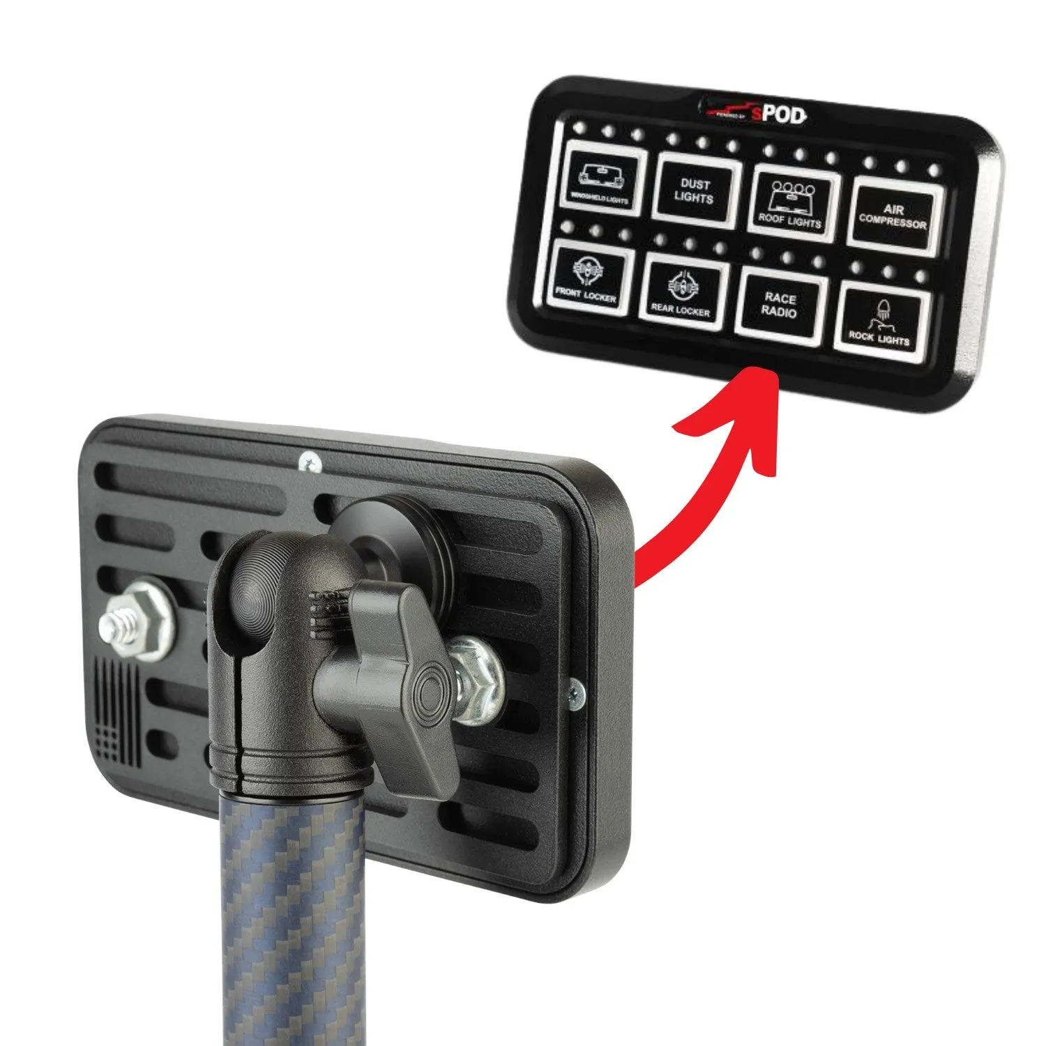 sPOD HD Switch Panel Mount with 20mm Ball