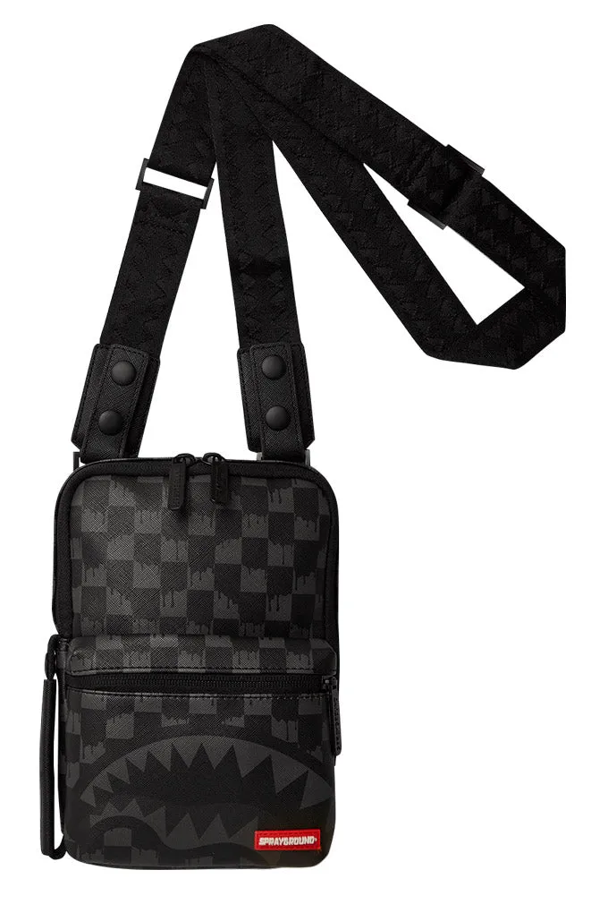 Sprayground Hangover Shark in Paris Crossbody Bag In Black Grey