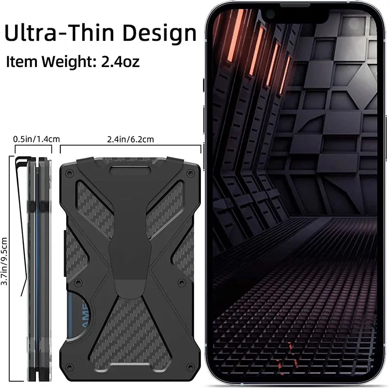 Tactical  Minimalism Men's Wallet Aluminum RFID shield Card Holder with transparent ID card clip