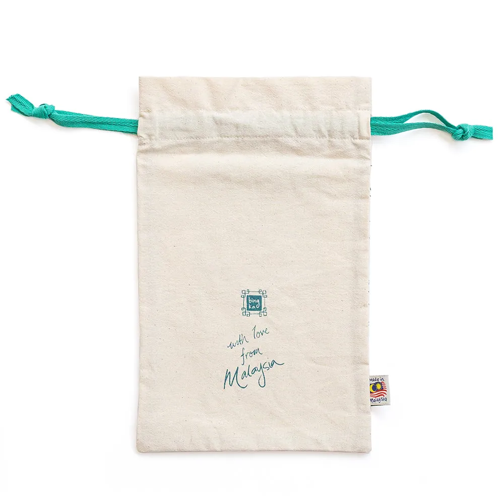 Teal Colonial House Drawstring Gift Bag